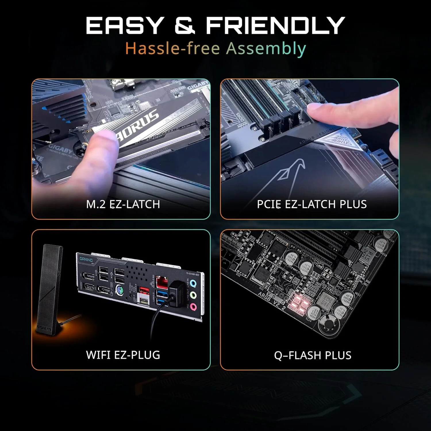 مادربرد GIGABYTE B850M AORUS Elite WIFI6E ICE AMD AM5 LGA 1718، فرم فاکتور mATX، DDR5، دارای 2 اسلات M.2، PCIe 5.0، USB-C، WIFI6E، LAN 2.5GbE، EZ-Latch، با 5 سال گارانتی