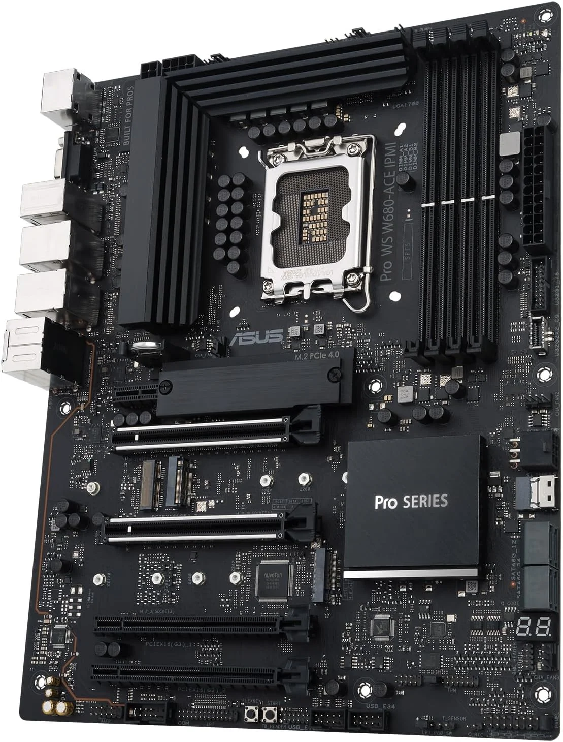 مادربرد ASUS Pro WS W680-ACE IPMI Intel W680 LGA 1700 ATX، PCIe 5.0، DDR5، 2 اینتل 2.5Gb اترنت، 3 اسلات PCIe 4.0 M.2، 2 USB 3.2 Gen 2، SlimSAS، SATA 6Gbps، HDMI، DisplayPort و VGA