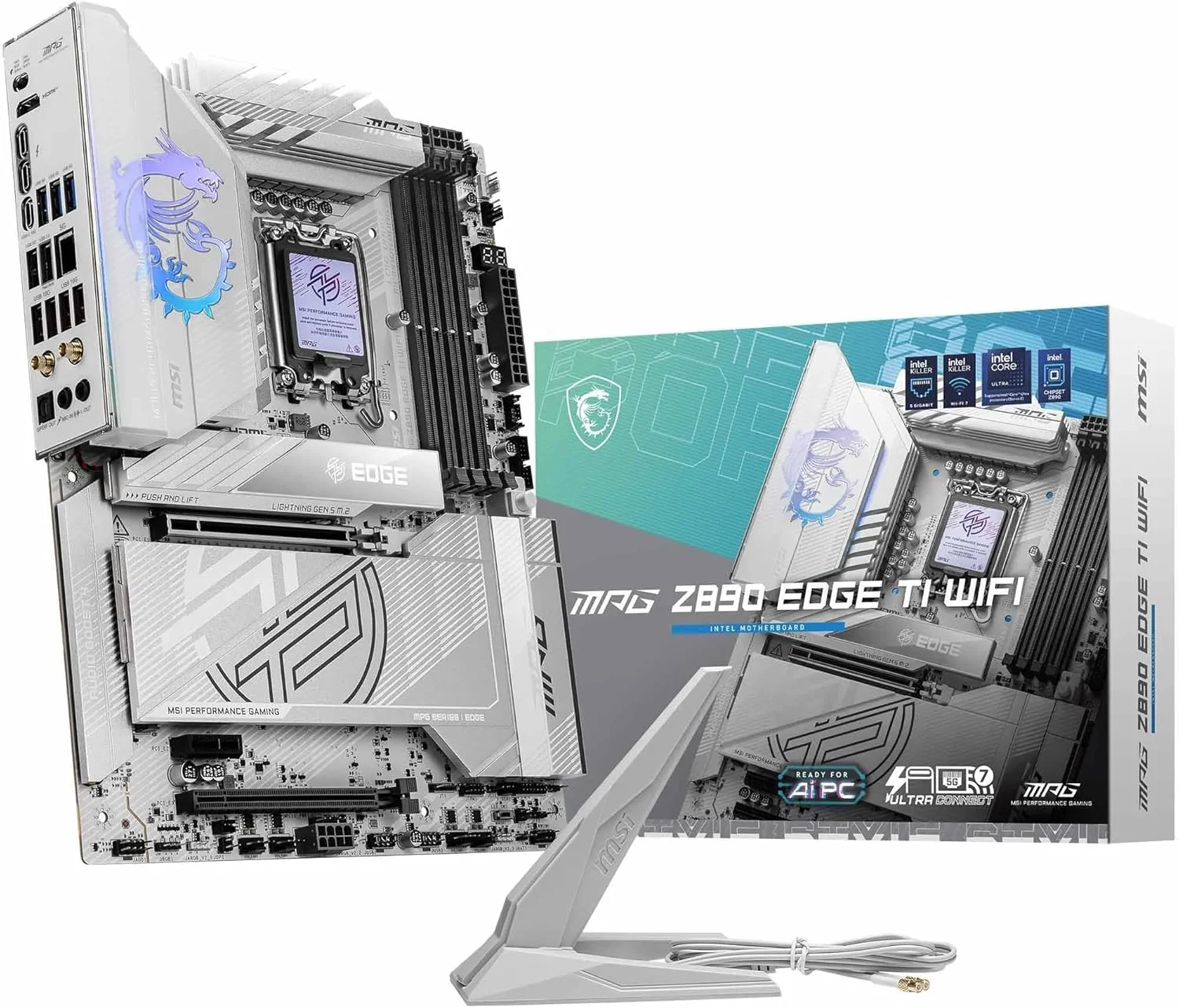 مادربرد MPG Z890 EDGE TI WIFI سوکت 1851 DDR5 9200MHZ(OC) USB 20Gbps 5xM.2 2xTB4 HDMI DISPLAY 5G LAN WIFI 7 ATX