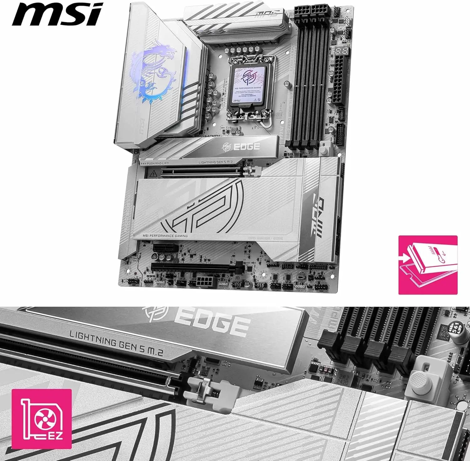 مادربرد MPG Z890 EDGE TI WIFI سوکت 1851 DDR5 9200MHZ(OC) USB 20Gbps 5xM.2 2xTB4 HDMI DISPLAY 5G LAN WIFI 7 ATX مادربرد MPG Z890 EDGE TI WIFI سوکت 1851 DDR5 9200MHZ(OC) USB 20Gbps 5xM.2 2xTB4 HDMI DISPLAY 5G LAN WIFI 7 ATX