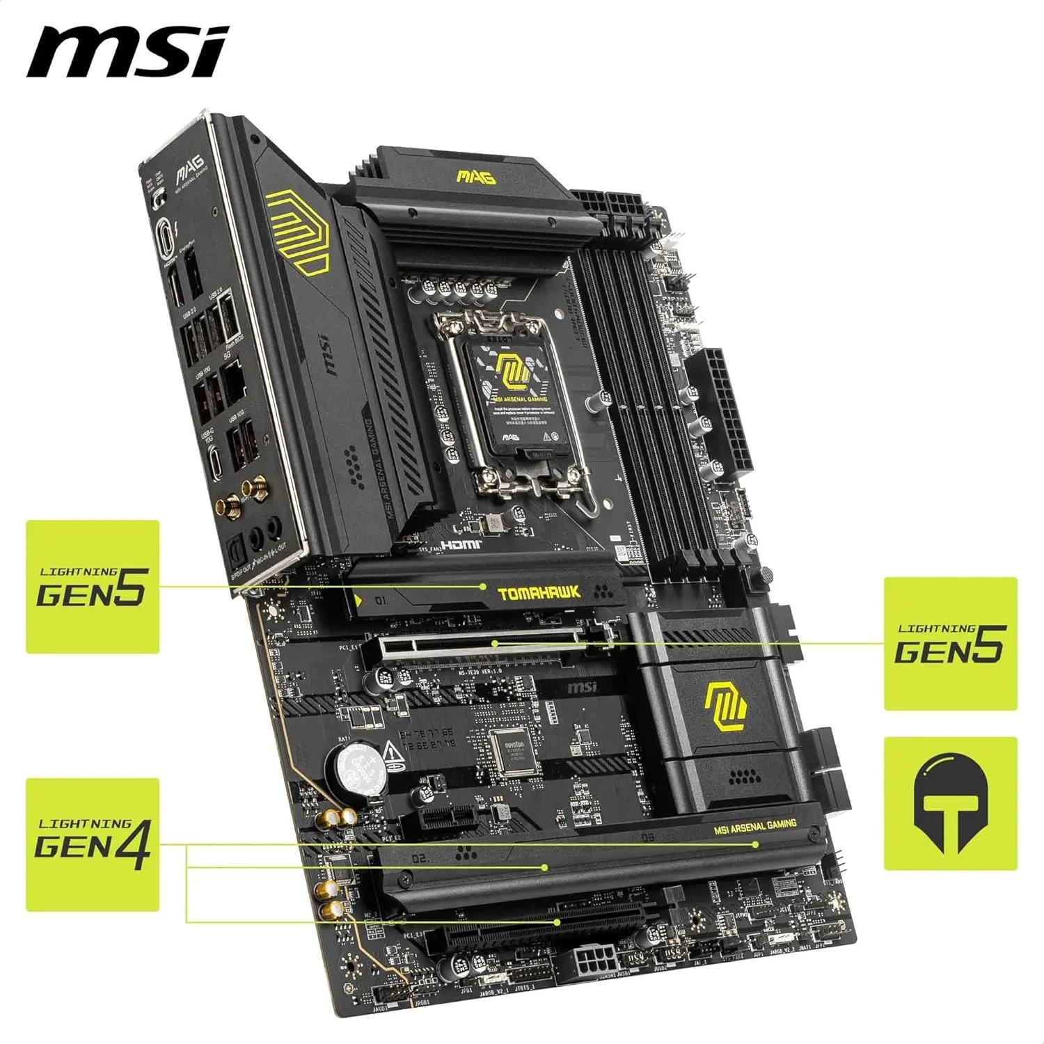 مادربرد MAG B860 Tomahawk WiFi، ATX - پشتیبانی از پردازنده های Intel Core Ultra (سری 2)، LGA 1851 - تقویت حافظه DDR5 9200+ MT/s OC، 1 x PCIe 5.0 x16، 1 x M.2 Gen5، 5G LAN، Wi-Fi 7 مادربرد MAG B860 Tomahawk WiFi، ATX - پشتیبانی از پردازنده های Intel Core Ultra (سری 2)، LGA 1851 - تقویت حافظه DDR5 9200+ MT/s OC، 1 x PCIe 5.0 x16، 1 x M.2 Gen5، 5G LAN، Wi-Fi 7