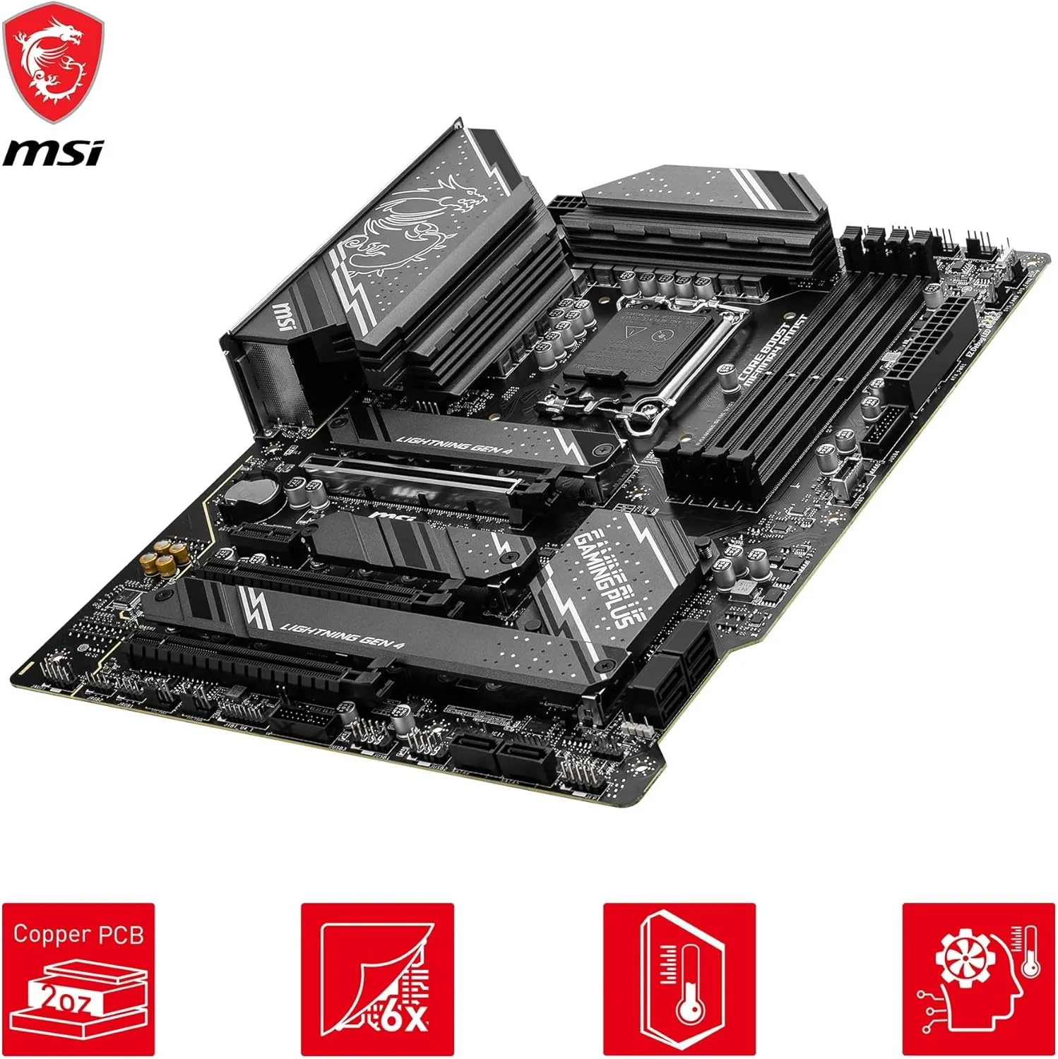 مادربرد MSI Z790 GAMING PLUS WIFI، ATX - پشتیبانی از پردازنده‌های نسل 14، 13 و 12 اینتل Core، LGA 1700 - تقویت حافظه DDR5 7200+ مگاهرتز/OC، 1 x PCIe 5.0 x16، 4 x M.2 Gen4، 2.5G LAN، Wi-Fi 6E