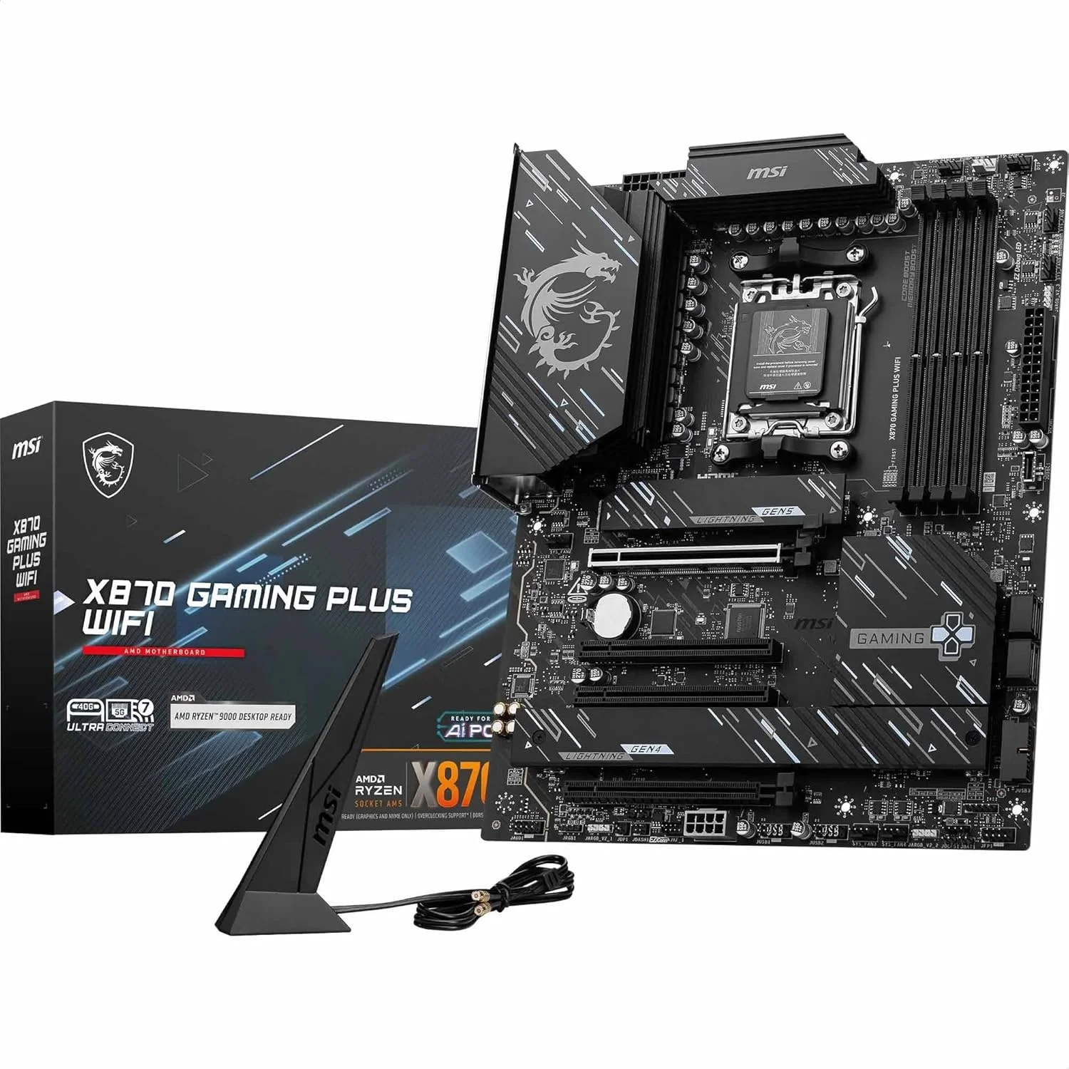 مادربرد MSI X870 Gaming Plus WiFi V1، ATX - پشتیبانی از پردازنده‌های AMD Ryzen 9000/8000/7000، AM5-60A SPS VRM، تقویت حافظه DDR5 8200+ MT/s (OC)، PCIe 5.0 x16 & 4.0 x16، M.2 Gen5، Wi-Fi 7، 5G LAN