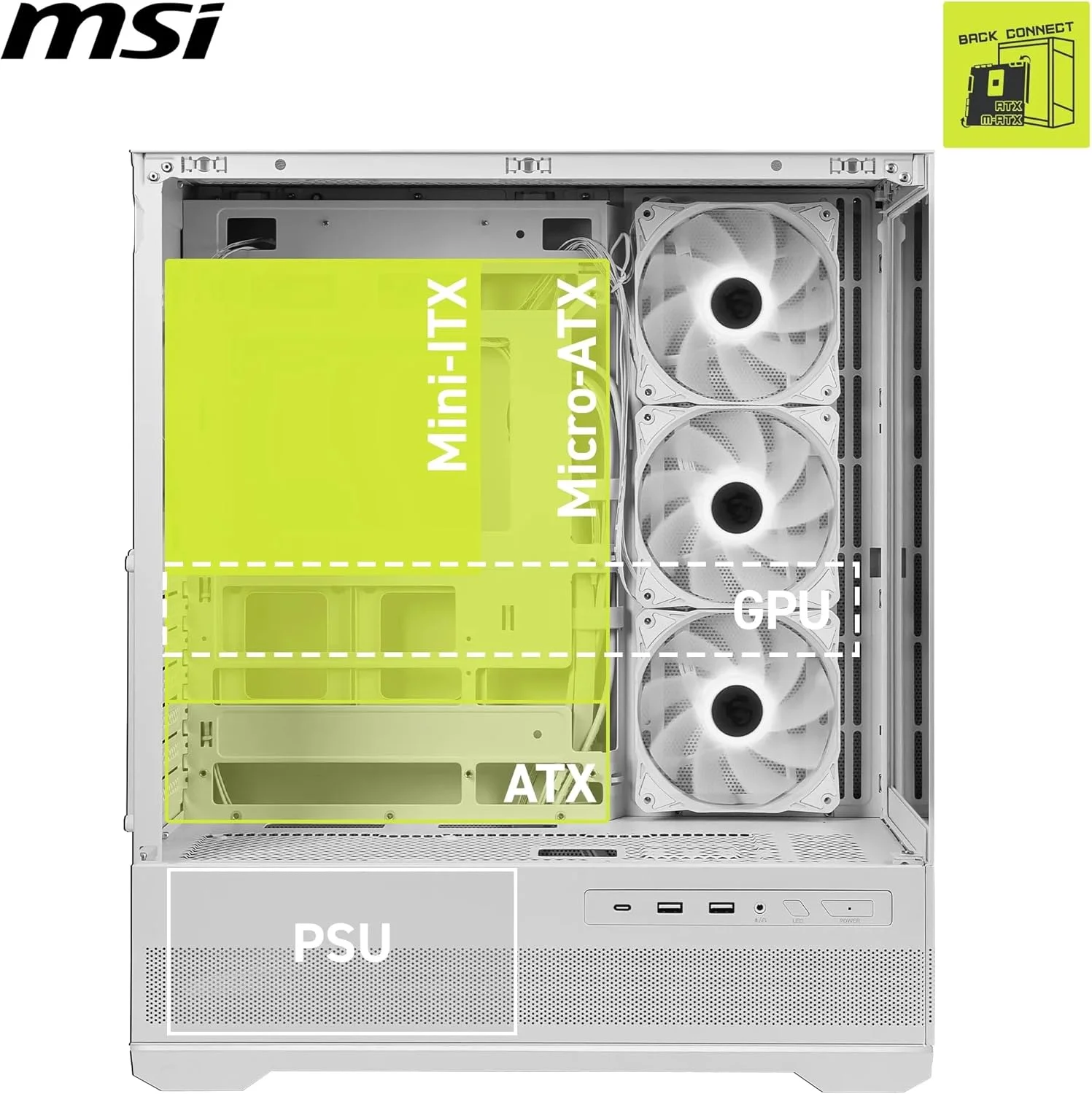 کیس کامپیوتر گیمینگ میدتاور MSI MAG PANO 110R PZ، پشتیبانی از کارت گرافیک تا طول 400 میلیمتر، فیلترهای گرد و غبار قابل جابجایی، USB 20Gbps (Type-C)، پشتیبانی از مادربرد ATX و Micro-ATX با اتصال پشتی - سفید کیس کامپیوتر گیمینگ میدتاور MSI MAG PANO 110R PZ، پشتیبانی از کارت گرافیک تا طول 400 میلیمتر، فیلترهای گرد و غبار قابل جابجایی، USB 20Gbps (Type-C)، پشتیبانی از مادربرد ATX و Micro-ATX با اتصال پشتی - سفید