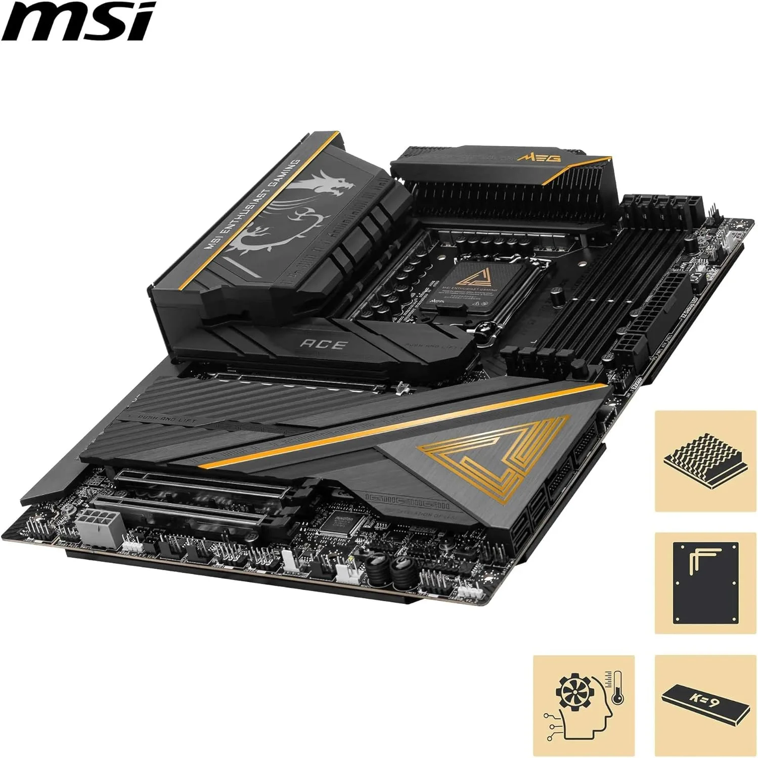 مادربرد MSI MEG Z890 ACE ATX: سوکت پردازنده LGA 1851، تاندربولت 4، 4x DDR5 UDIMM، 3x اسلات PCI-E x16، 5x M.2، 1x Marvell AQC113CS 10Gbps LAN، پشتیبانی از بلوتوث 5.4 - مشکی مادربرد MSI MEG Z890 ACE ATX: سوکت پردازنده LGA 1851، تاندربولت 4، 4x DDR5 UDIMM، 3x اسلات PCI-E x16، 5x M.2، 1x Marvell AQC113CS 10Gbps LAN، پشتیبانی از بلوتوث 5.4 - مشکی