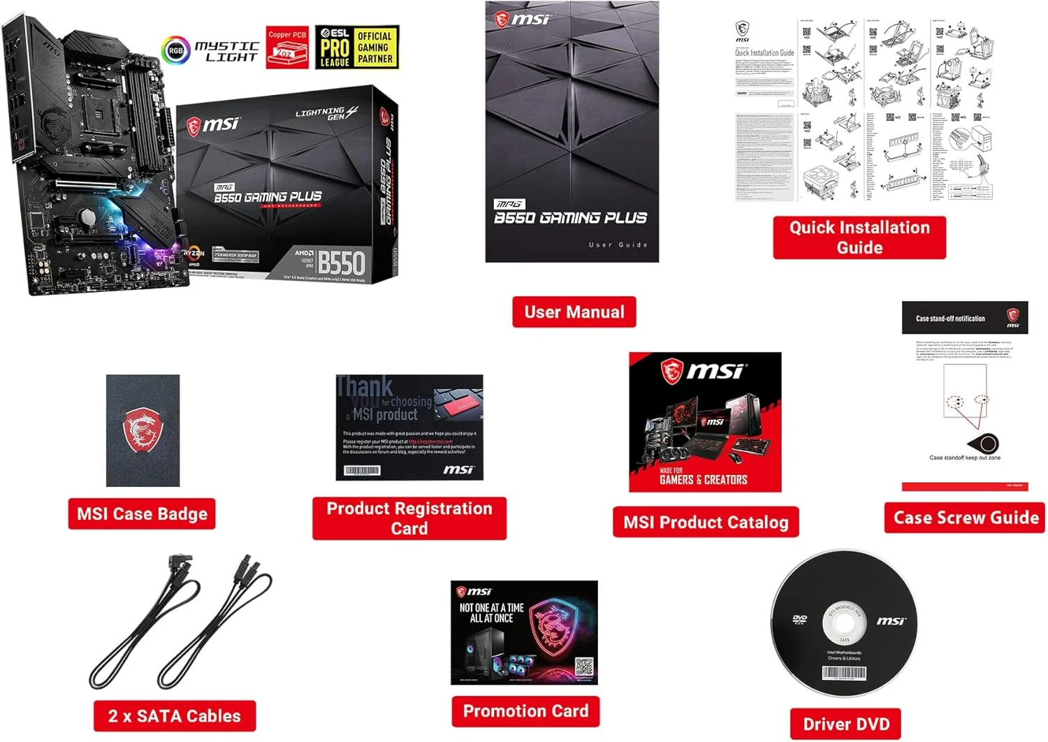 مادربرد ام اس آی MPG B550 GAMING PLUS/A ATX [چیپست AMD B550] پردازنده های سری Ryzen 5000 مدل MB5873