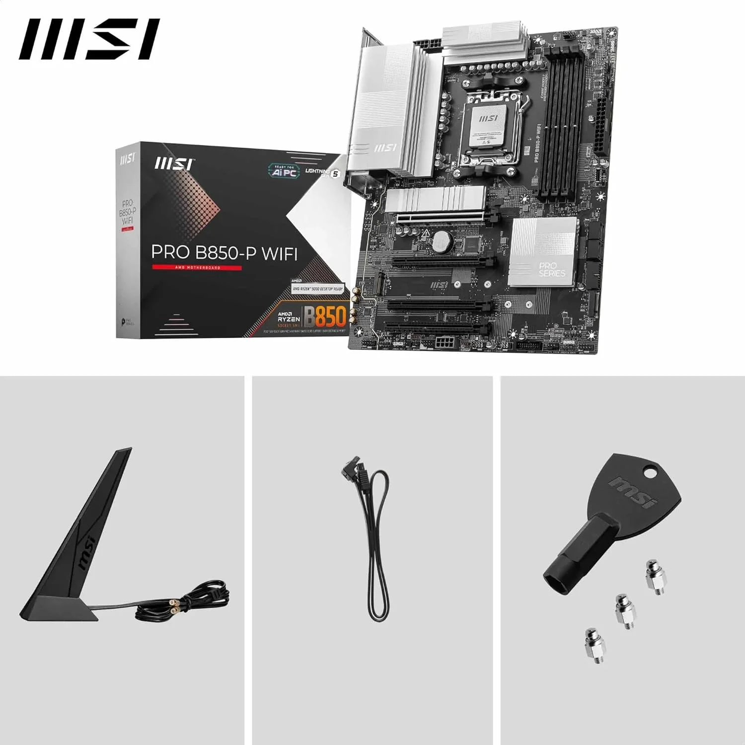 مادربرد MSI Pro B850-P WiFi، ATX - پشتیبانی از پردازندههای AMD Ryzen 9000/8000/7000، سوکت AM5 - تقویت حافظه DDR5 (بیش از 8200 MT/s OC)، PCIe 5.0 x16 و 4.0 x16، M.2 Gen5، Wi-Fi 7، LAN 5G مادربرد MSI Pro B850-P WiFi، ATX - پشتیبانی از پردازندههای AMD Ryzen 9000/8000/7000، سوکت AM5 - تقویت حافظه DDR5 (بیش از 8200 MT/s OC)، PCIe 5.0 x16 و 4.0 x16، M.2 Gen5، Wi-Fi 7، LAN 5G