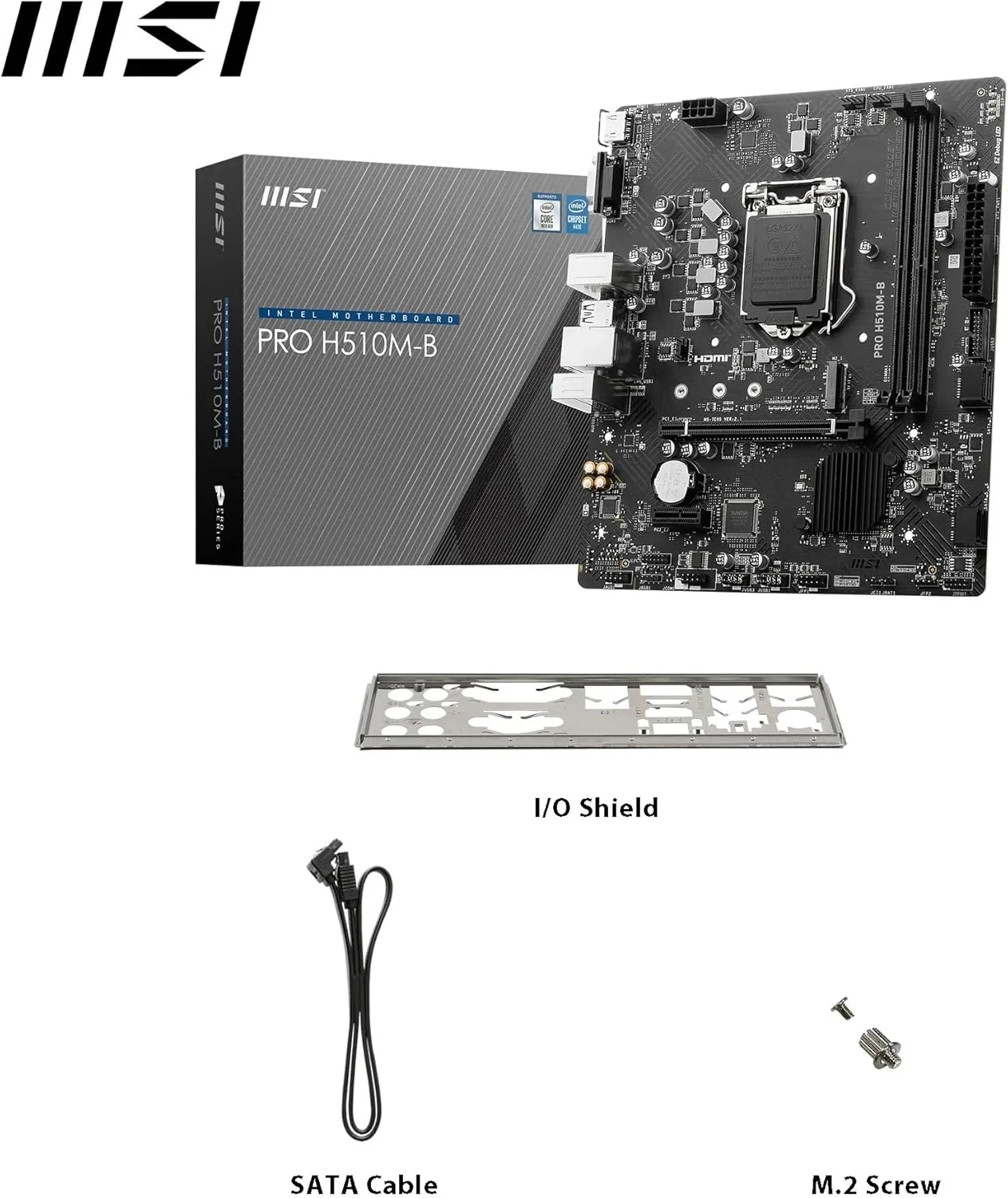 مادربرد MSI PRO H510M-B، M-ATX - پشتیبانی از پردازنده های نسل دهم اینتل، LGA 1200 - 2 x DIMM، 1 x PCIe 3.0 x16، USB 3.2 Gen1، 1G LAN، HDMI 1.4 مادربرد MSI PRO H510M-B، M-ATX - پشتیبانی از پردازنده های نسل دهم اینتل، LGA 1200 - 2 x DIMM، 1 x PCIe 3.0 x16، USB 3.2 Gen1، 1G LAN، HDMI 1.4