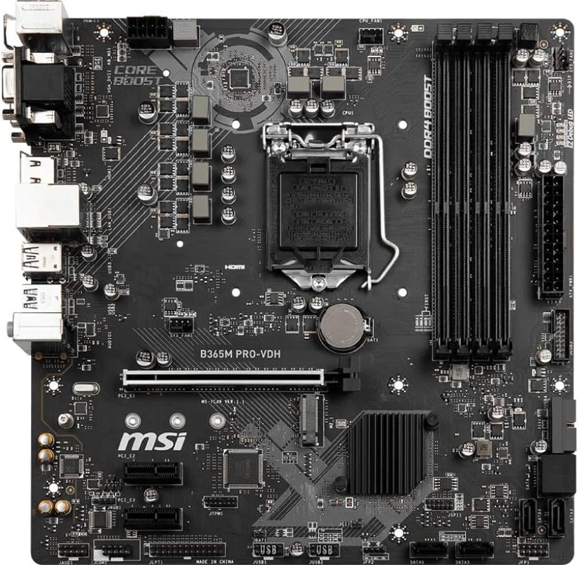 مادربرد MSI ProSeries Intel B365 LGA 1151 با پشتیبانی از پردازندههای نسل نهم/هشتم اینتل، گیگابیت LAN، DDR4، USB/DVI-D/VGA/HDMI Micro ATX (B365M PRO-VDH) مادربرد MSI ProSeries Intel B365 LGA 1151 با پشتیبانی از پردازندههای نسل نهم/هشتم اینتل، گیگابیت LAN، DDR4، USB/DVI-D/VGA/HDMI Micro ATX (B365M PRO-VDH)