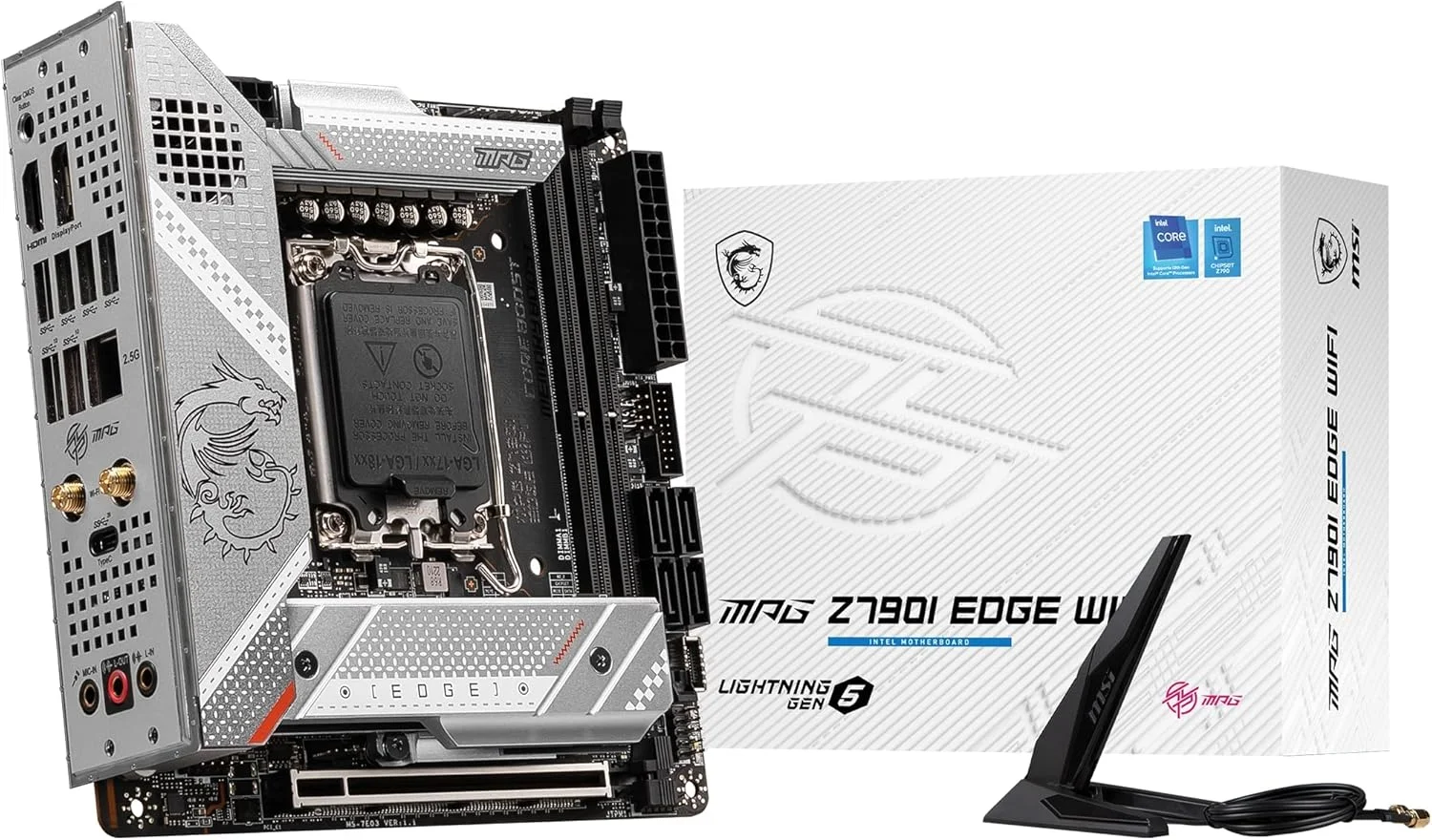 مادربرد گیمینگ MSI (بازسازی شده) MPG Z790I EDGE WIFI LGA 1700 Mini-ITX، نسل 12 و 13 اینتل، PCIe 5.0، 2x DDR5 64GB