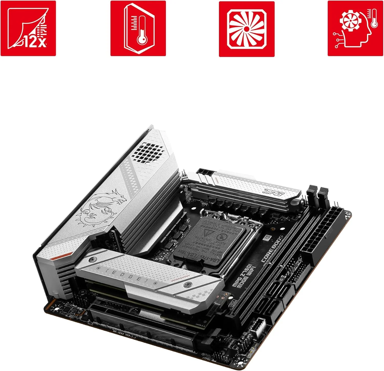 مادربرد گیمینگ MSI (بازسازی شده) MPG Z790I EDGE WIFI LGA 1700 Mini-ITX، نسل 12 و 13 اینتل، PCIe 5.0، 2x DDR5 64GB