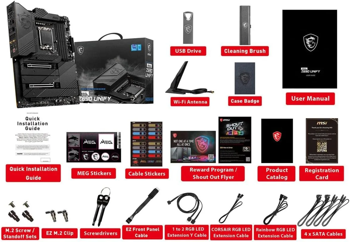 مادربرد گیمینگ MSI MEG Z690 Unify (ATX، نسل دوازدهم پردازنده Intel Core، سوکت LGA 1700، DDR5، PCIe 5، Dual 2.5G LAN، اسلات های M.2، Wi-Fi 6E)