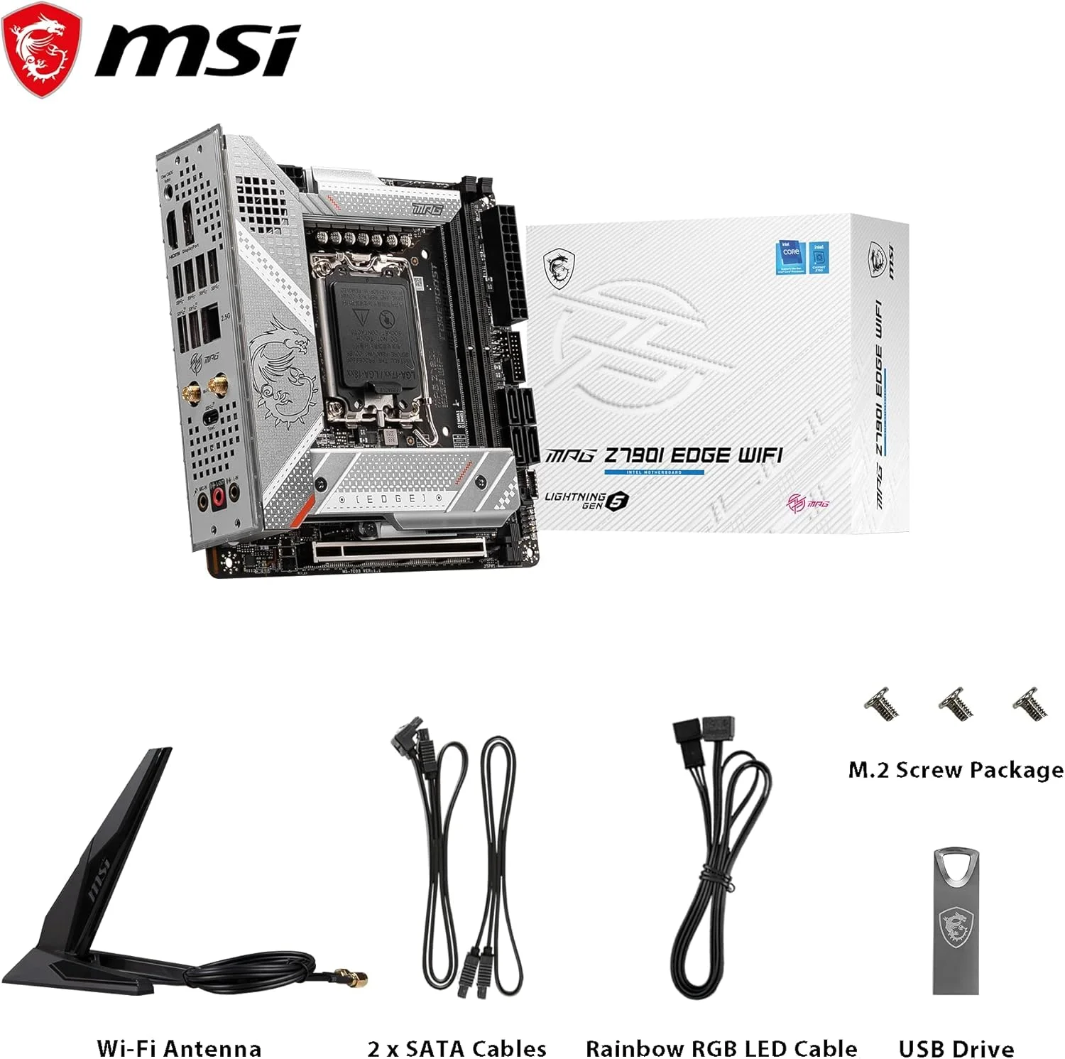 مادربرد گیمینگ MSI (بازسازی شده) MPG Z790I EDGE WIFI LGA 1700 Mini-ITX، نسل 12 و 13 اینتل، PCIe 5.0، 2x DDR5 64GB