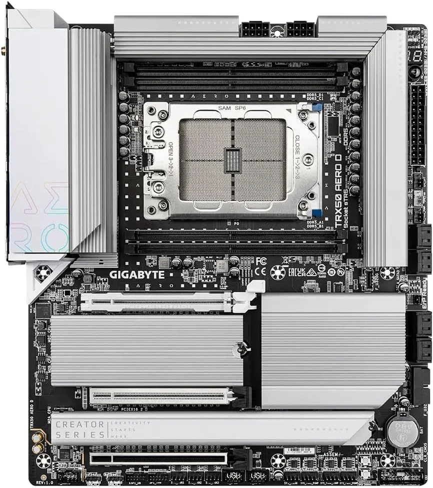 مادربرد GIGABYTE TRX50 AERO D - پشتیبانی از پردازنده های AMD Ryzen Threadripper سری 9000، VRM دیجیتال 16+8+4 فاز، DDR5 تا 7800 مگاهرتز (OC)، 3xPCIe 5.0 + 1xPCIe 4.0 M.2، Wi-Fi 7، LAN 10GbE، USB4 مادربرد GIGABYTE TRX50 AERO D - پشتیبانی از پردازنده های AMD Ryzen Threadripper سری 9000، VRM دیجیتال 16+8+4 فاز، DDR5 تا 7800 مگاهرتز (OC)، 3xPCIe 5.0 + 1xPCIe 4.0 M.2، Wi-Fi 7، LAN 10GbE، USB4