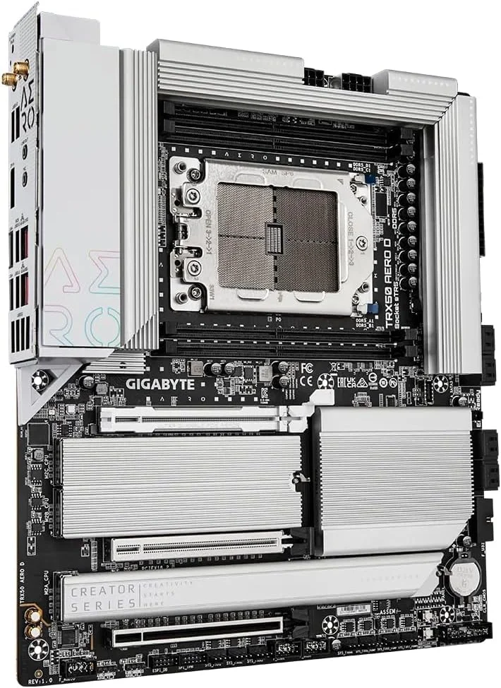 مادربرد GIGABYTE TRX50 AERO D - پشتیبانی از پردازنده های AMD Ryzen Threadripper سری 9000، VRM دیجیتال 16+8+4 فاز، DDR5 تا 7800 مگاهرتز (OC)، 3xPCIe 5.0 + 1xPCIe 4.0 M.2، Wi-Fi 7، LAN 10GbE، USB4 مادربرد GIGABYTE TRX50 AERO D - پشتیبانی از پردازنده های AMD Ryzen Threadripper سری 9000، VRM دیجیتال 16+8+4 فاز، DDR5 تا 7800 مگاهرتز (OC)، 3xPCIe 5.0 + 1xPCIe 4.0 M.2، Wi-Fi 7، LAN 10GbE، USB4
