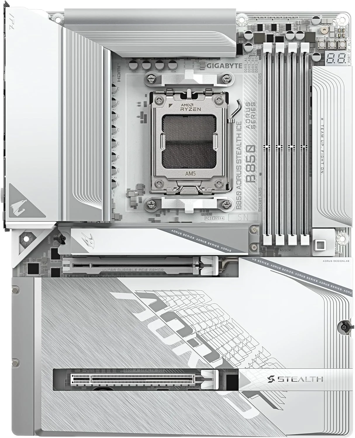 مادربرد گیگابایت B850 AORUS STEALTH ICE - پردازنده های سری AMD Ryzen 9000، VRM دیجیتال 14+2+2 فاز، تا 8200 مگاهرتز DDR5 (OC)، 2xPCIe 5.0 + 2xPCIe 4.0 M.2، WIFI 7، LAN 5 گیگابیتی، USB 3.2 Gen 2 مادربرد گیگابایت B850 AORUS STEALTH ICE - پردازنده های سری AMD Ryzen 9000، VRM دیجیتال 14+2+2 فاز، تا 8200 مگاهرتز DDR5 (OC)، 2xPCIe 5.0 + 2xPCIe 4.0 M.2، WIFI 7، LAN 5 گیگابیتی، USB 3.2 Gen 2