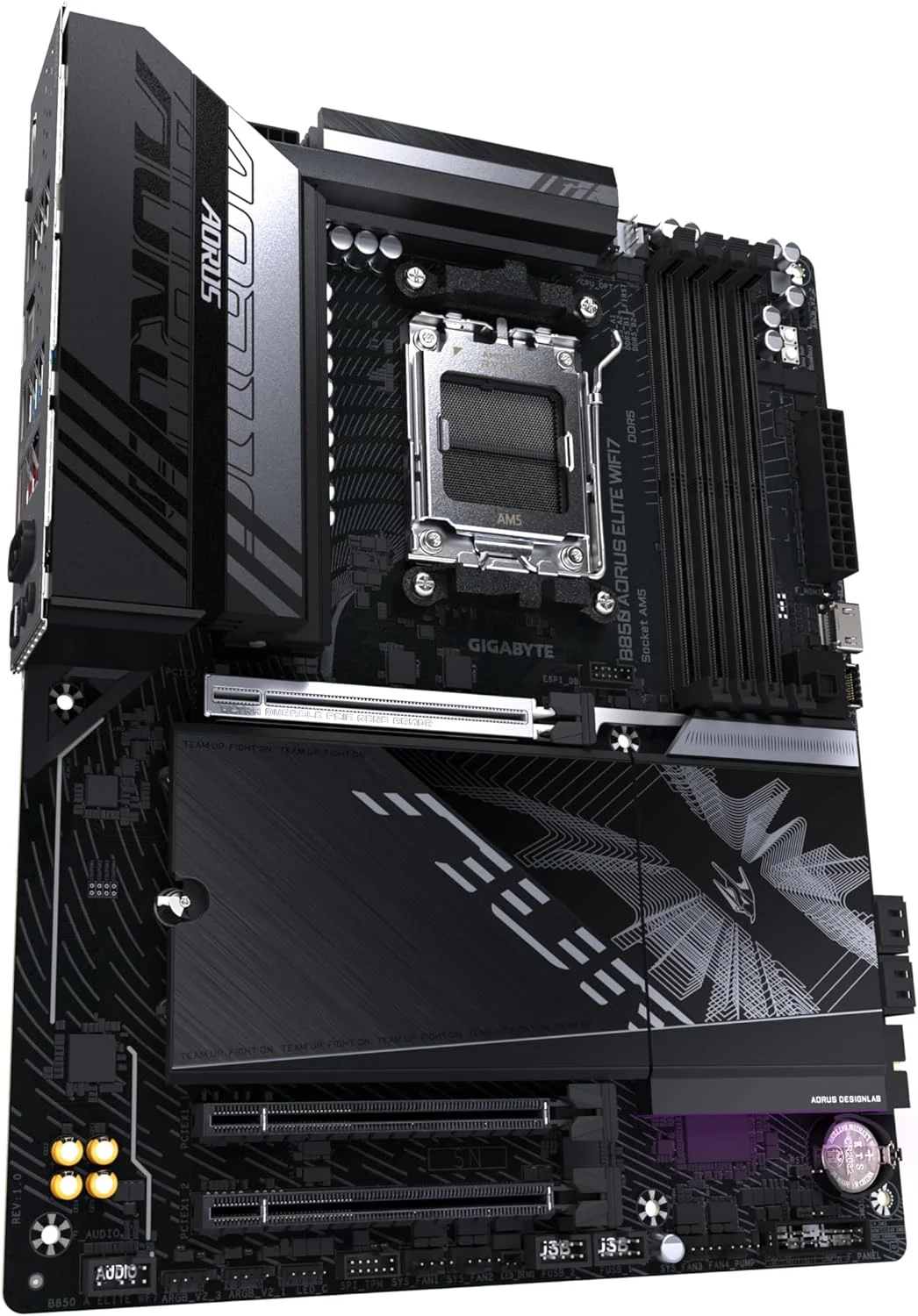مادربرد GIGABYTE B850 AORUS Elite WIFI7 - پردازنده های AMD Ryzen 9000 Series، VRM دیجیتال 14+2+2 فاز، DDR5 تا 5200MHz (OC)، 1xPCIe 5.0 + 2xPCIe 4.0 M.2، 2.5 LAN، WiFi 7، USB 3.2 Gen 2x2