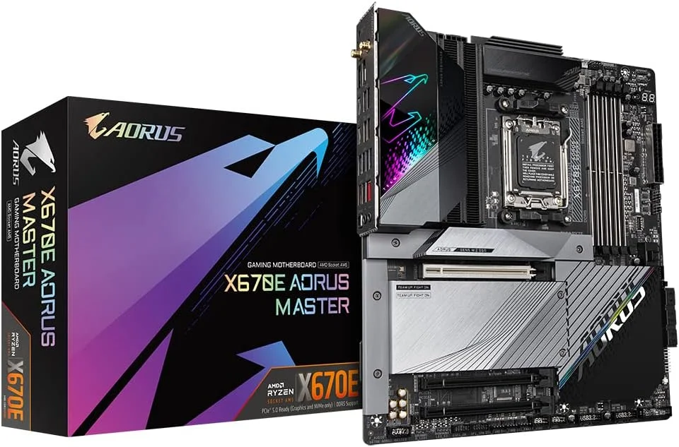 مادربرد گیگابایت X670E AORUS MASTER ATX - پشتیبانی از پردازنده های AMD Ryzen سری 7000، مشکی