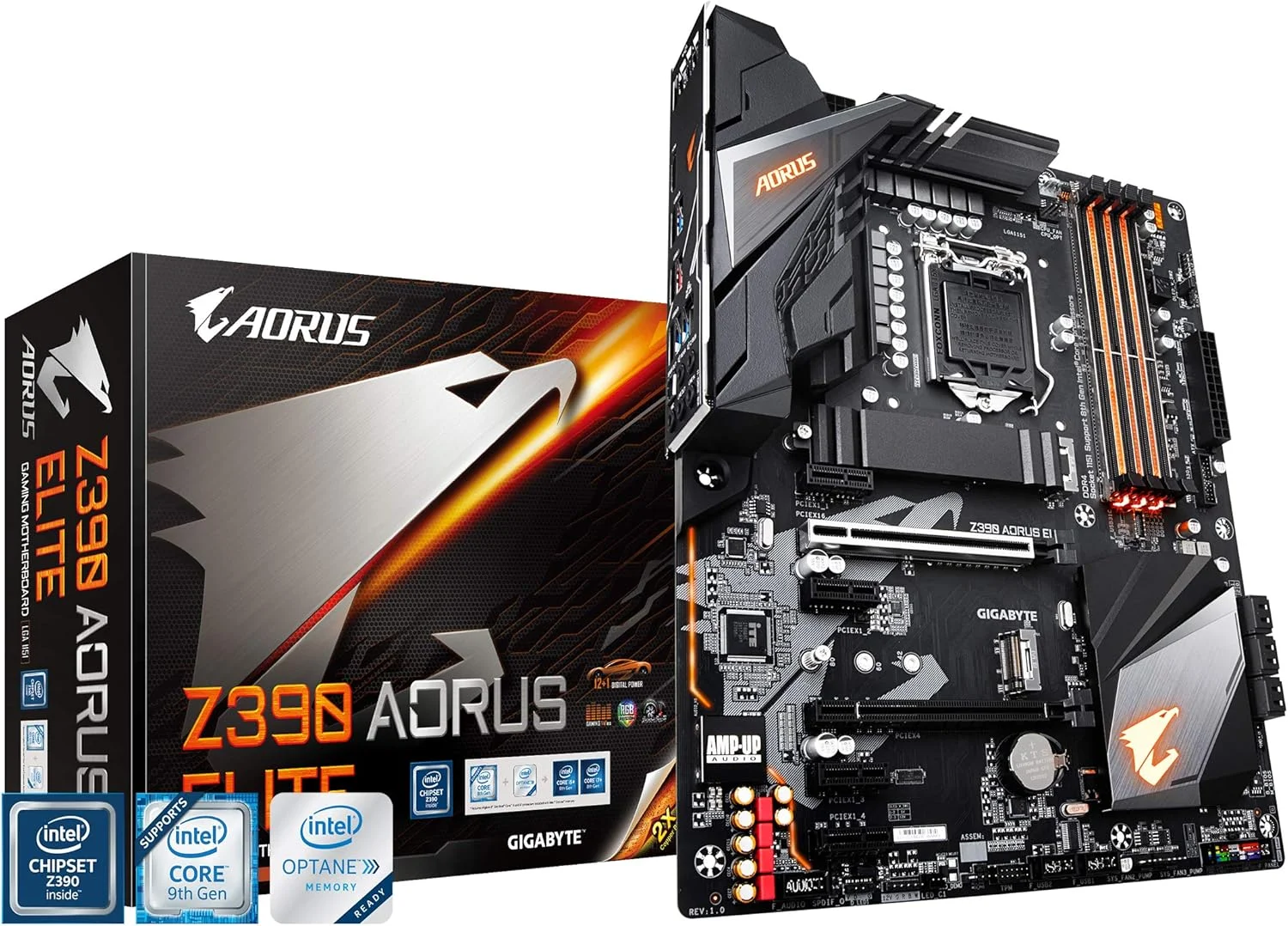 مادربرد گیگابایت Z390 AORUS ELITE (Intel LGA1151/Z390/ATX/2xM.2/Realtek ALC1220/RGB Fusion/Gaming Motherboard)