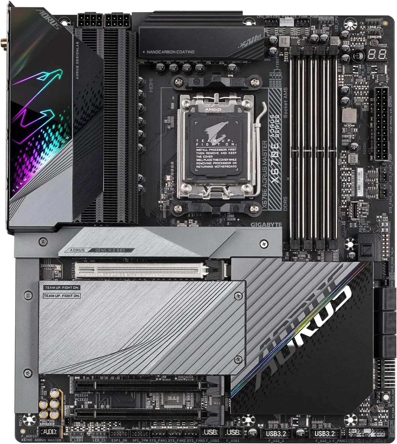 مادربرد گیمینگ GIGABYTE X670E AORUS Master (AM5/ LGA 1718/ AMD X670E/ EATX/ 5 سال گارانتی/ DDR5/ Quad M.2, PCIe 5.0/ USB 3.2 Gen2X2 Type-C/Intel WiFi 6E/ Intel 2.5GbE LAN/Q-Flash Plus)
