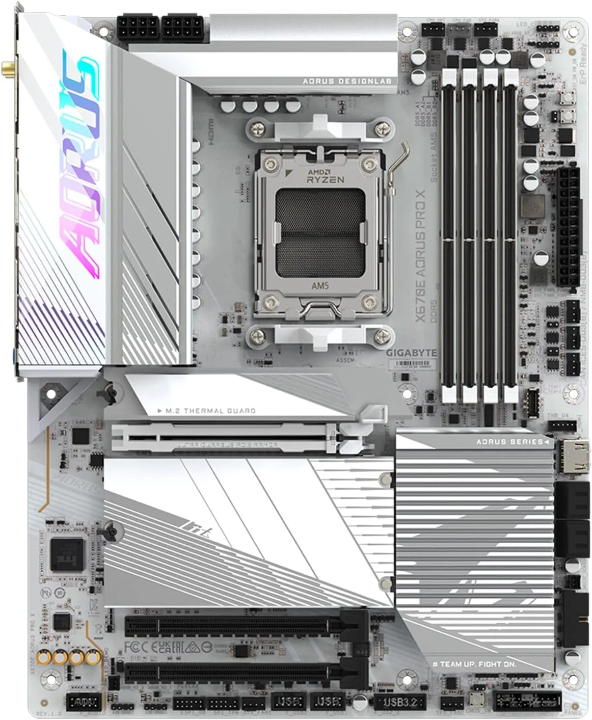 مادربرد GIGABYTE X670E AORUS PRO X (AM5/ LGA 1718/ AMD/ X670E/ EATX/ 5 سال گارانتی/ DDR5/ Quad M.2/ PCIe 5.0/ USB 3.2 Gen2X2 Type-C/WiFi 7/ Intel 2.5GbE LAN/Q-Flash Plus/EZ-Latch Plus)