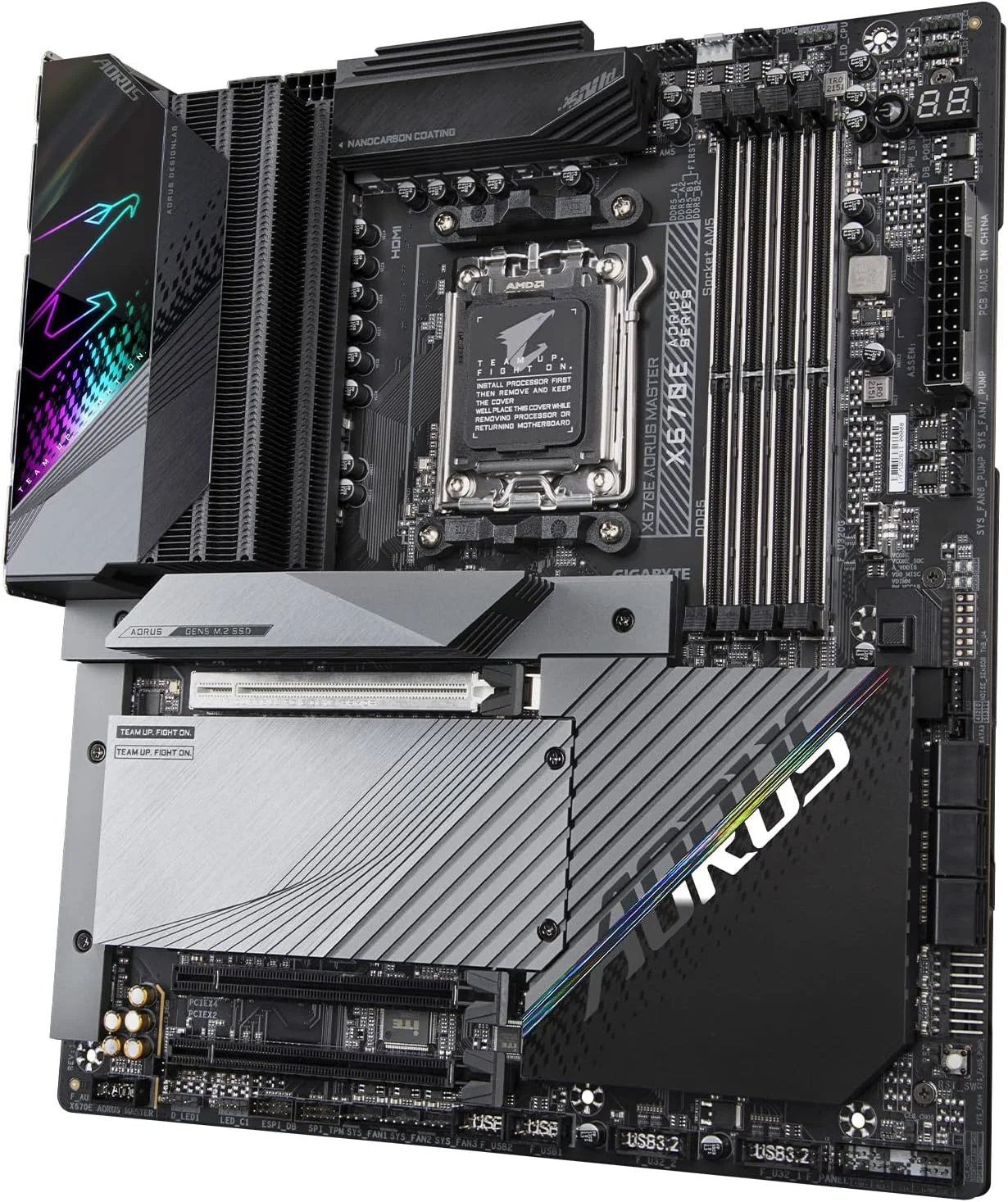 مادربرد گیمینگ GIGABYTE X670E AORUS Master (AM5/ LGA 1718/ AMD X670E/ EATX/ 5 سال گارانتی/ DDR5/ Quad M.2, PCIe 5.0/ USB 3.2 Gen2X2 Type-C/Intel WiFi 6E/ Intel 2.5GbE LAN/Q-Flash Plus)