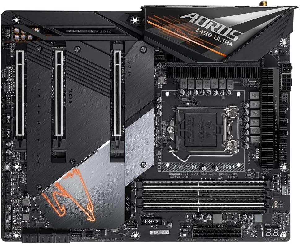 مادربرد گیگابایت Z490 AORUS Ultra Intel LGA 1200 ATX (طراحی VRM دیجیتال 12+1 فاز مستقیم، WiFi 6 802.11ax، LAN 2.5 GbE، RGB Fusion 2.0، USB 3.2 Gen 2، USB Type-C)