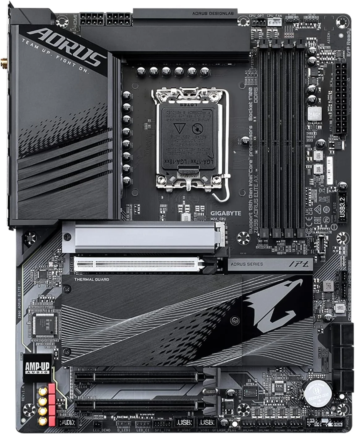 مادربرد گیمینگ GIGABYTE Z690 AORUS Elite AX (LGA 1700/ Intel Z690/ ATX/ DDR5/ Quad M.2/ PCIe 5.0/ USB 3.2 Gen2X2 Type-C/WiFi 6/2.5GbE LAN)