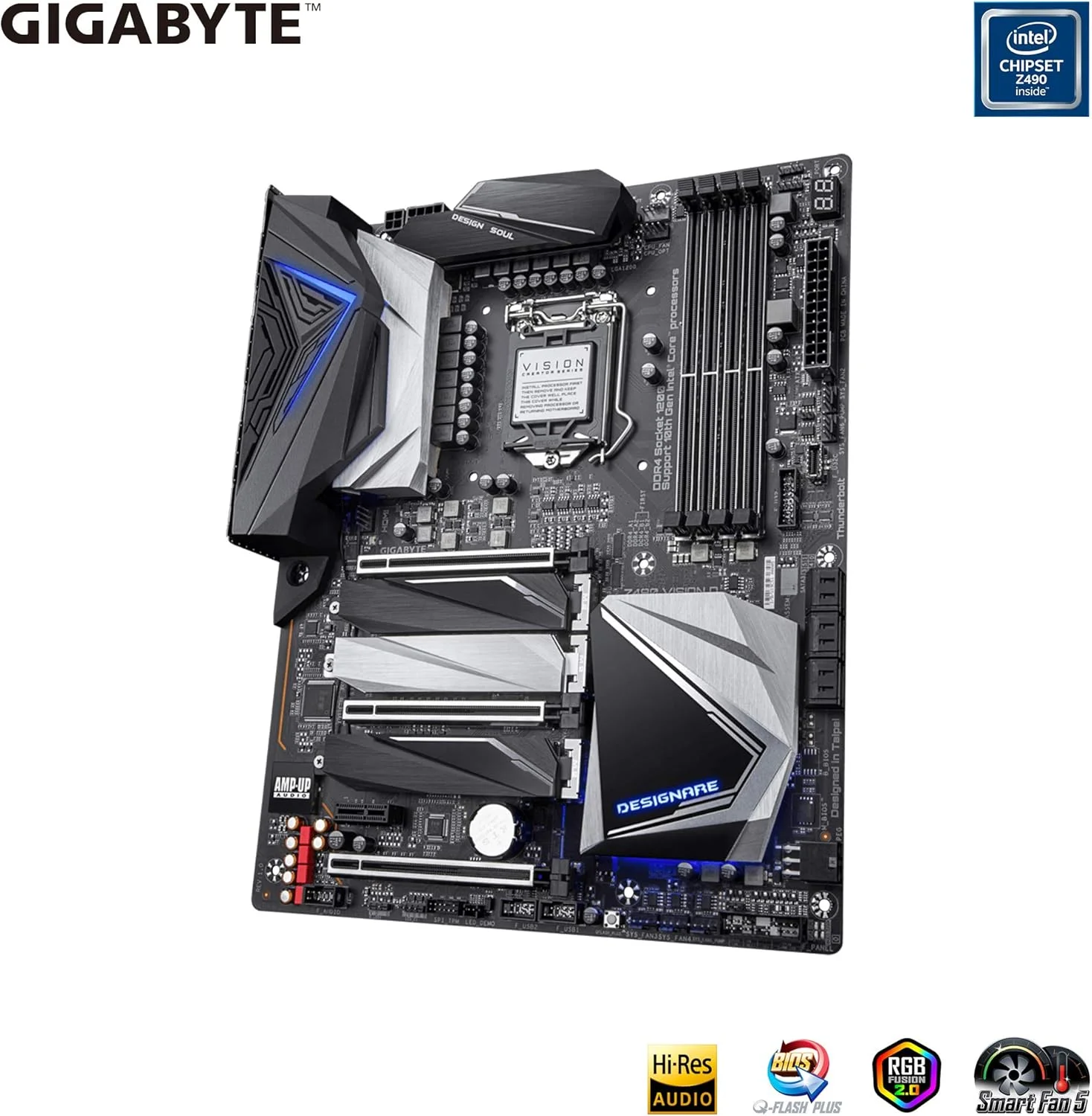 مادربرد GIGABYTE Z490 Vision D (Intel LGA1200/Z490/ATX/3xM.2/Dual Thunderbolt 3/SATA 6Gb/s/USB 3.2 Gen 2/Intel WiFi 6/Direct 12 Phase Digital Power/Intel 2.5G LAN) مادربرد GIGABYTE Z490 Vision D (Intel LGA1200/Z490/ATX/3xM.2/Dual Thunderbolt 3/SATA 6Gb/s/USB 3.2 Gen 2/Intel WiFi 6/Direct 12 Phase Digital Power/Intel 2.5G LAN)