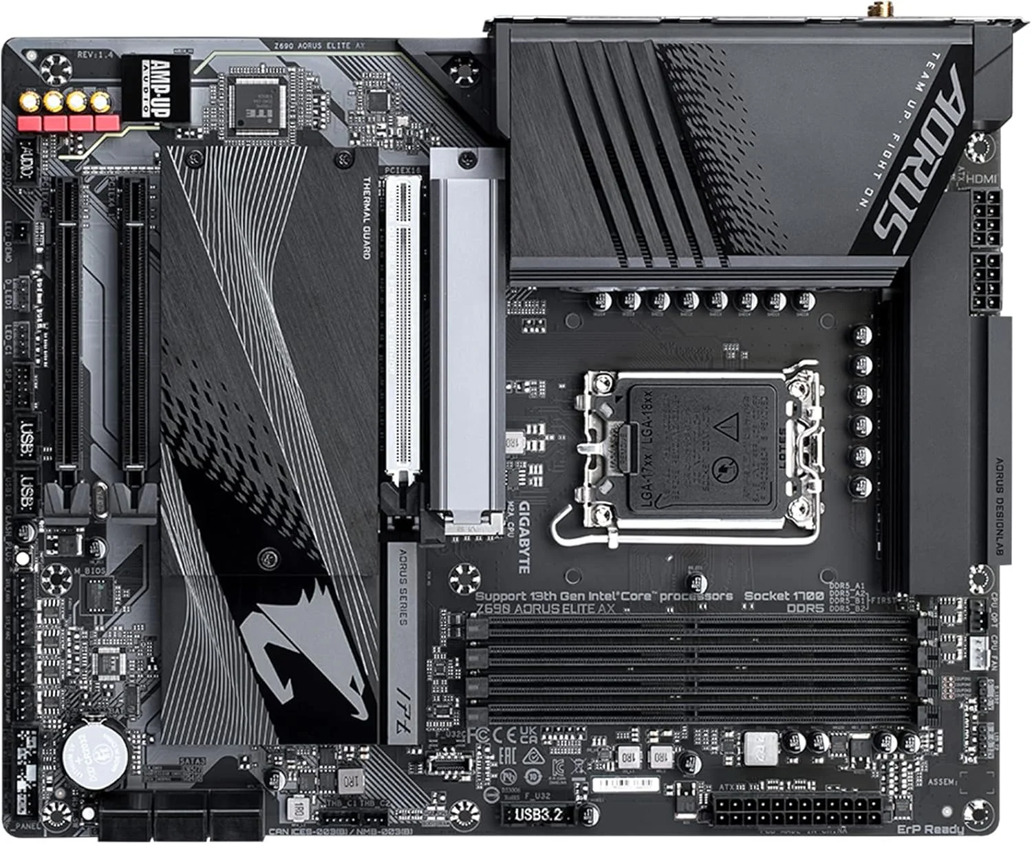 مادربرد گیمینگ GIGABYTE Z690 AORUS Elite AX (LGA 1700/ Intel Z690/ ATX/ DDR5/ Quad M.2/ PCIe 5.0/ USB 3.2 Gen2X2 Type-C/WiFi 6/2.5GbE LAN)