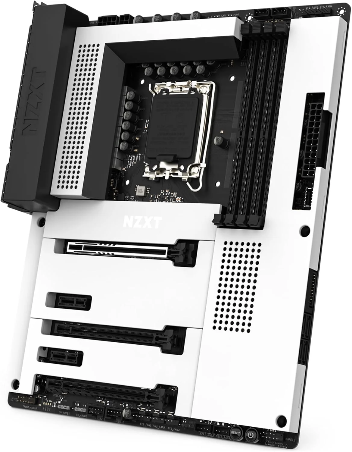 مادربرد NZXT N7 Z790 - N7-Z79XT-W1 - چیپست Intel Z790 (پشتیبانی از پردازنده های نسل 12 و 13) - مادربرد گیمینگ ATX - محافظ I/O یکپارچه - اتصال WiFi 6E - بلوتوث - سفید