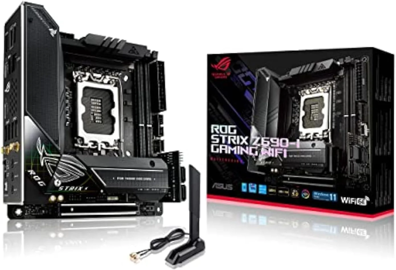 مادربرد ایسوس ROG STRIX Z690-I GAMING WIFI Intel Z690 LGA 1700 ITX با PCIe 5.0، 10+1 مراحل قدرت، حذف نویز هوش مصنوعی دو طرفه، اورکلاک هوش مصنوعی، خنک کننده هوش مصنوعی