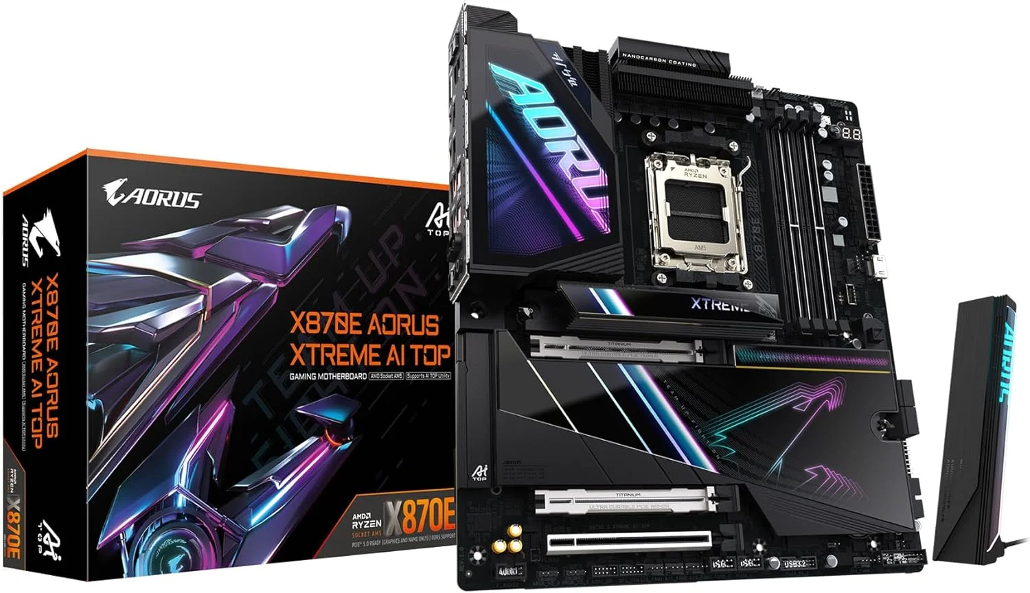 مادربرد GIGABYTE X870E AORUS XTREME AI TOP برای پردازنده‌های AMD Ryzen سری 9000/8000/7000، فرم E-ATX، مدل X870E A XTREME AI TOP MB6568