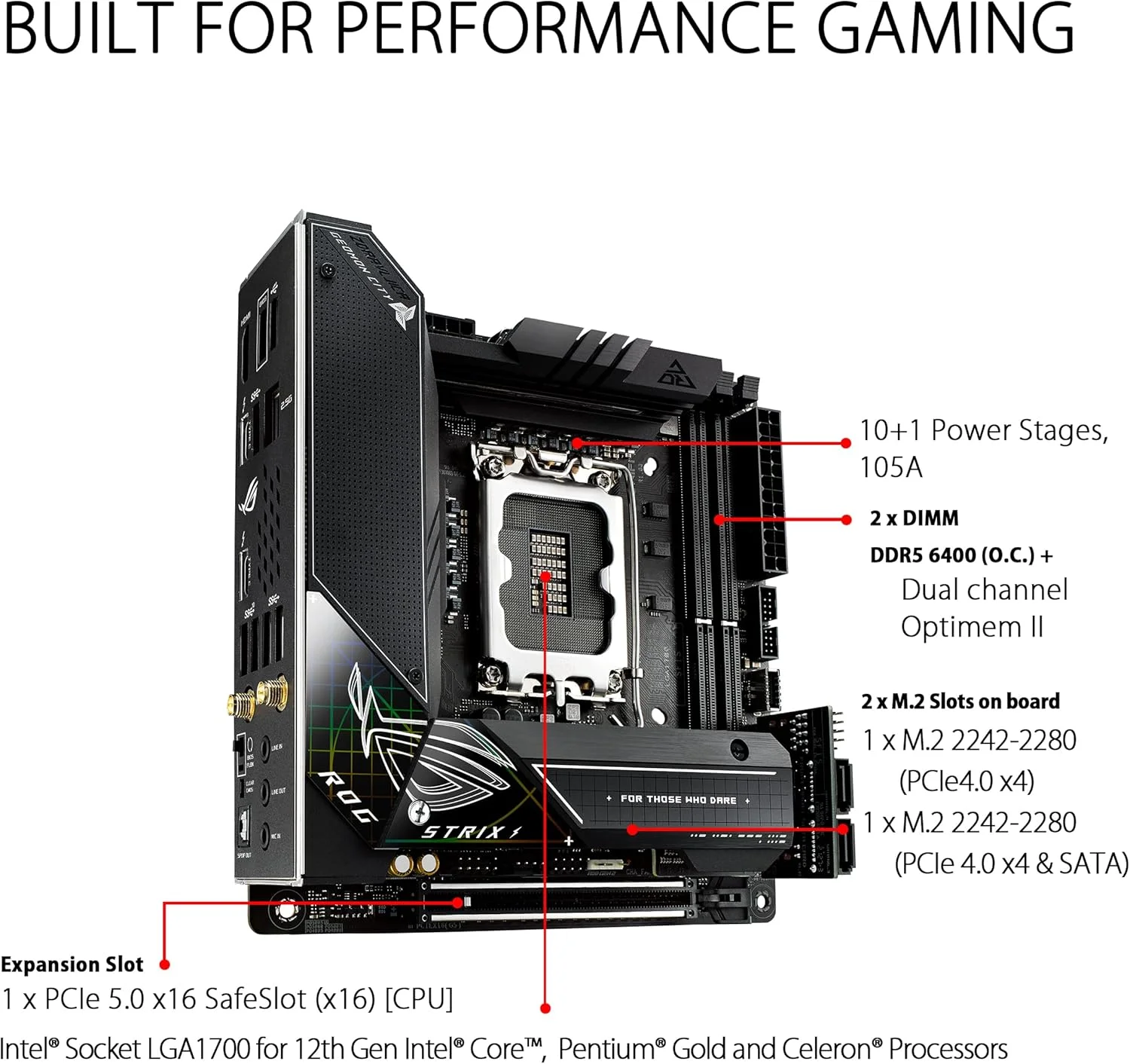 مادربرد ایسوس ROG STRIX Z690-I GAMING WIFI Intel Z690 LGA 1700 ITX با PCIe 5.0، 10+1 مراحل قدرت، حذف نویز هوش مصنوعی دو طرفه، اورکلاک هوش مصنوعی، خنک کننده هوش مصنوعی