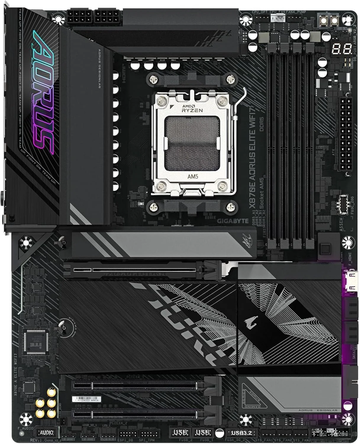پردازنده مرکزی AMD Ryzen 7 9800X3D به همراه مادربرد GIGABYTE X870E AORUS Elite WIFI7 AM5 (ATX، DDR5، 4X M.2، PCIe 5.0، USB4)