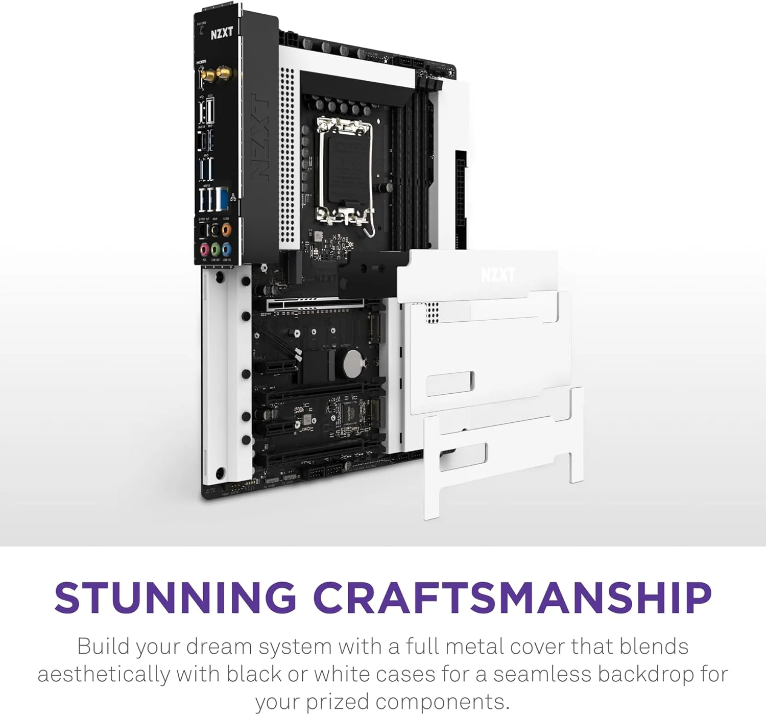 مادربرد NZXT N7 Z790 - N7-Z79XT-W1 - چیپست Intel Z790 (پشتیبانی از پردازنده های نسل 12 و 13) - مادربرد گیمینگ ATX - محافظ I/O یکپارچه - اتصال WiFi 6E - بلوتوث - سفید