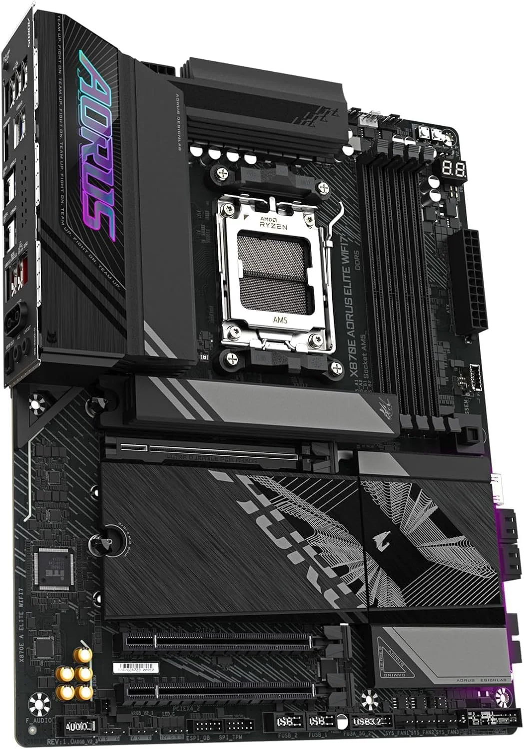 پردازنده مرکزی AMD Ryzen 7 9800X3D به همراه مادربرد GIGABYTE X870E AORUS Elite WIFI7 AM5 (ATX، DDR5، 4X M.2، PCIe 5.0، USB4)