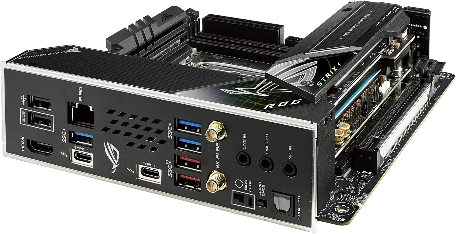 مادربرد ایسوس ROG STRIX Z690-I GAMING WIFI Intel Z690 LGA 1700 ITX با PCIe 5.0، 10+1 مراحل قدرت، حذف نویز هوش مصنوعی دو طرفه، اورکلاک هوش مصنوعی، خنک کننده هوش مصنوعی