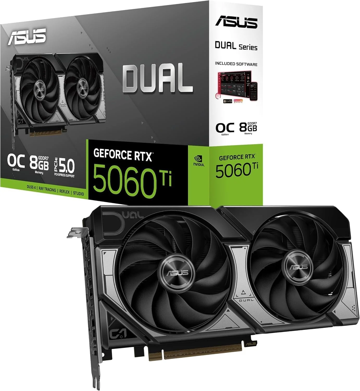 کارت گرافیک ایسوس Dual RTX 5060 Ti 16GB – GDDR6، PCIe 4.0، خنک کننده دوگانه، Ray Tracing