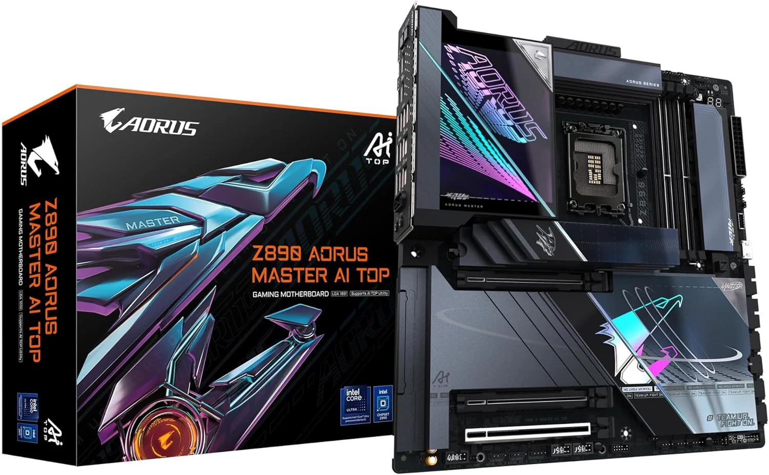 مادربرد GIGABYTE Z890 AORUS MASTER AI TOP - پشتیبانی از پردازنده های Intel Core Ultra (سری 2)، VRM با 20+1+2 فاز، DDR5 تا 9500 مگاهرتز (OC)، PCIe 5.0 M.2، Wi-Fi 7، Thunderbolt 4