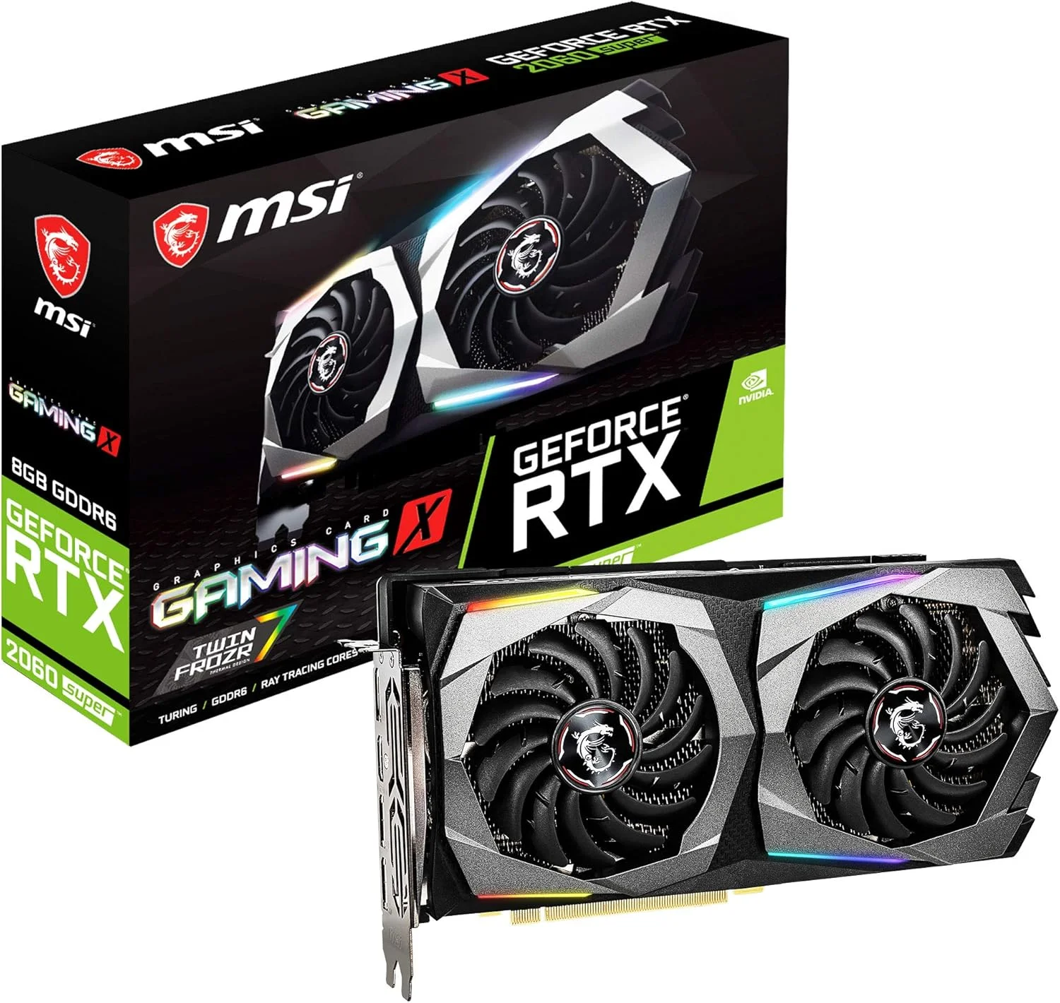 کارت گرافیک MSI Gaming GeForce RTX 2060 Super 8GB GDRR6 256-bit HDMI/DP G-SYNC Turing Architecture Overclocked (RTX 2060 Super Gaming X)
