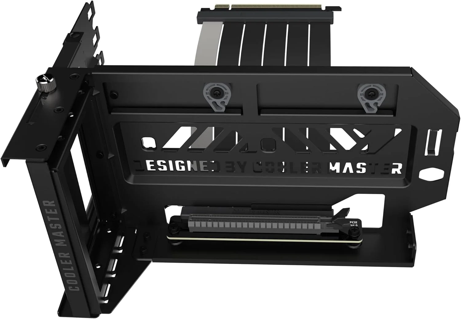 کیت نگهدارنده عمودی کارت گرافیک کولر مستر V3، برای کیس های E-ATX/ATX/mATX و دستگاه های PCI-E 4.0، پشتیبانی ماژولار قابل تنظیم کارت گرافیک، براکت فولادی SGCC ضخیم، شامل کابل رایزر 165 میلی متری - مشکی