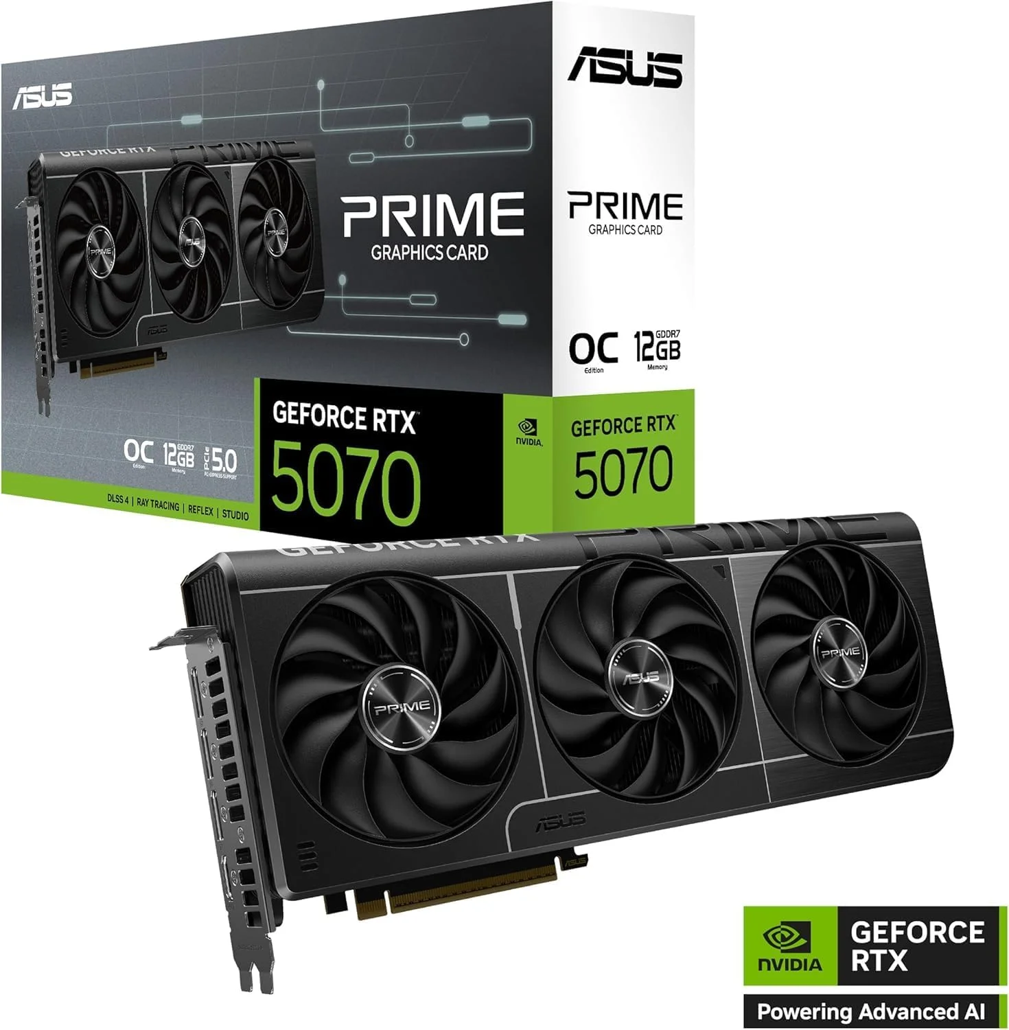 کارت گرافیک ایسوس پرایم GeForce RTX 5070 نسخه اورکلاک شده 12 گیگابایت – GDDR6، PCIe 4.0، دو فن، Ray Tracing
