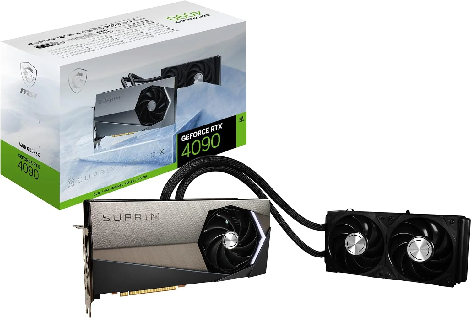 کارت گرافیک MSI Gaming GeForce RTX 4090 24GB GDRR6X 384-Bit HDMI/DP Nvlink Torx Fan 5 Ada Lovelace Architecture Liquid Cool OC (RTX 4090 SUPRIM Liquid X 24G)