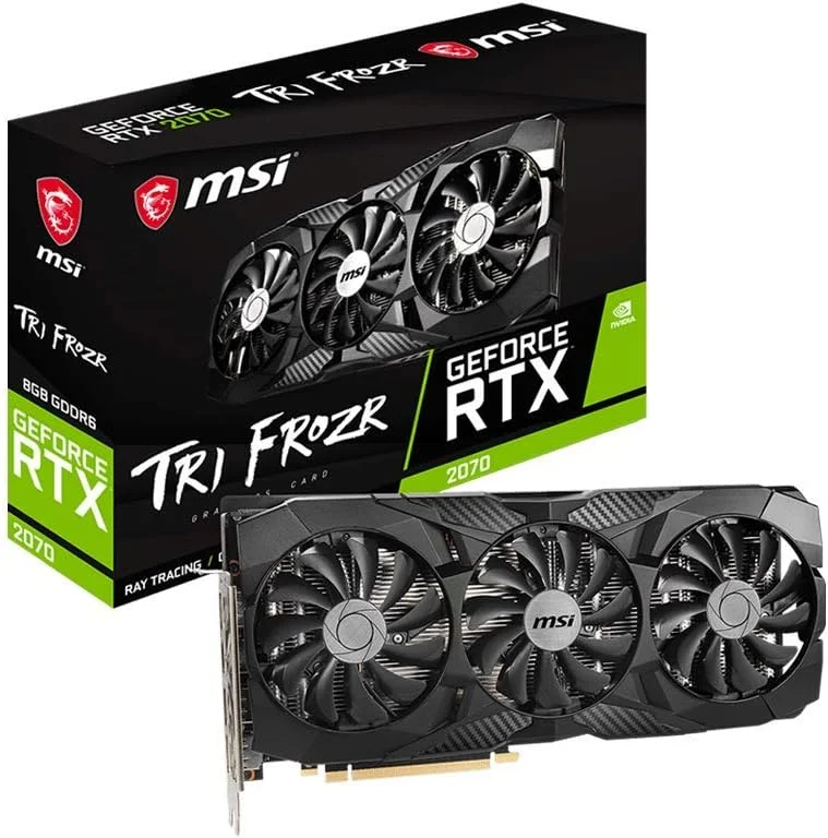 کارت گرافیک MSI Gaming GeForce RTX 2070 با 8 گیگابایت حافظه GDRR6، 256 بیتی، HDMI/DP، DirectX 12، VR Ready، Ray Tracing، معماری Turing، HDCP (مدل: GeForce RTX 2070 TRI FROZR)