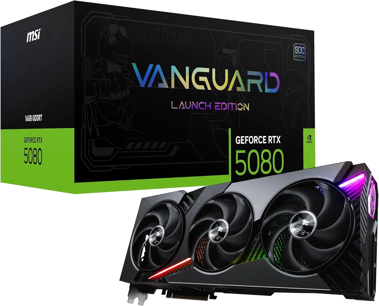 کارت گرافیک MSI GeForce RTX 5080 16G Vanguard SOC نسخه Launch Edition VD8973