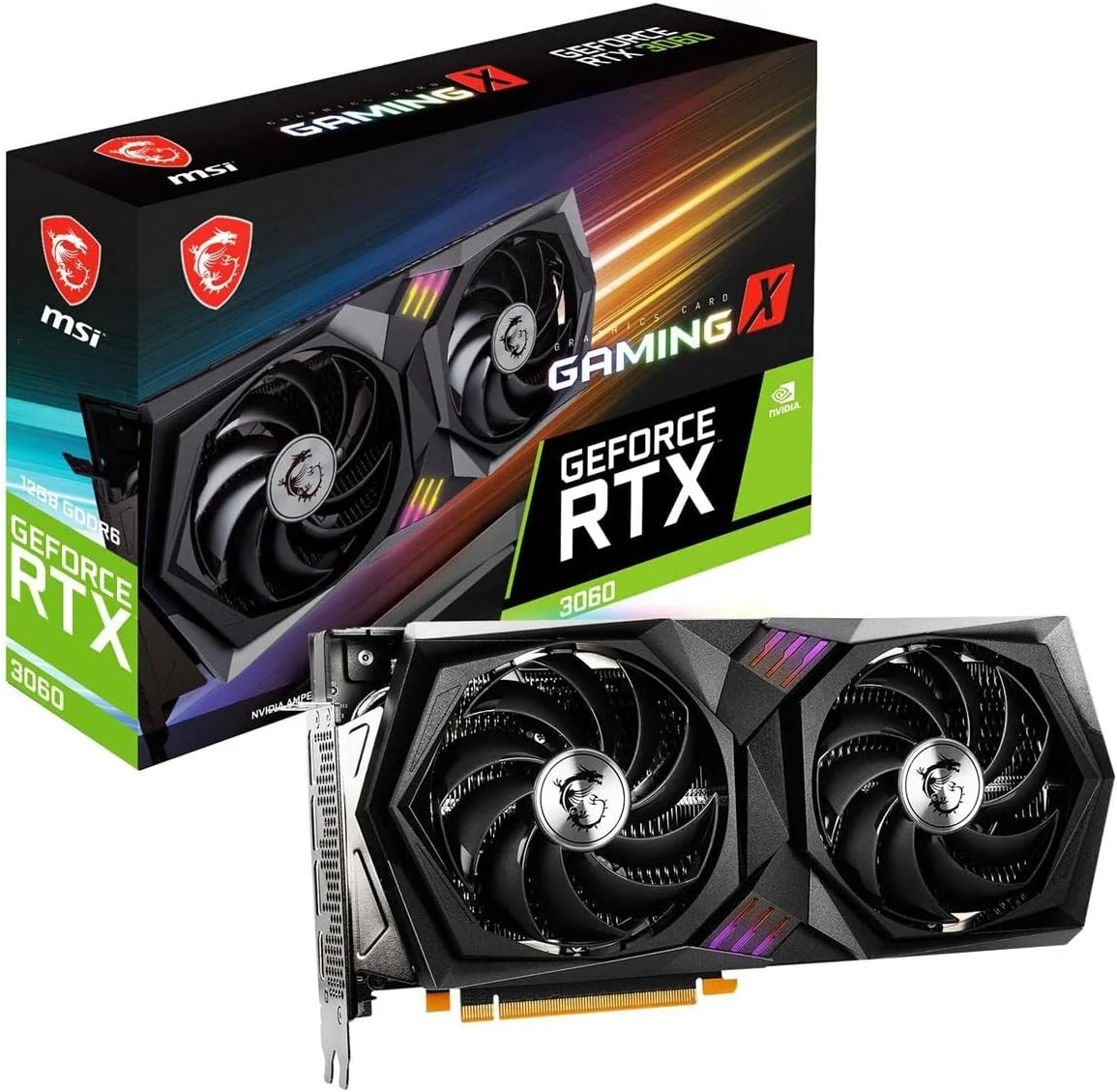 کارت گرافیک MSI Gaming GeForce RTX 3060 12GB 15 Gbps GDRR6 192-Bit HDMI/DP PCIe 4 Twin-Frozr Torx Fan Ampere RGB OC (RTX 3060 Gaming X 12G)