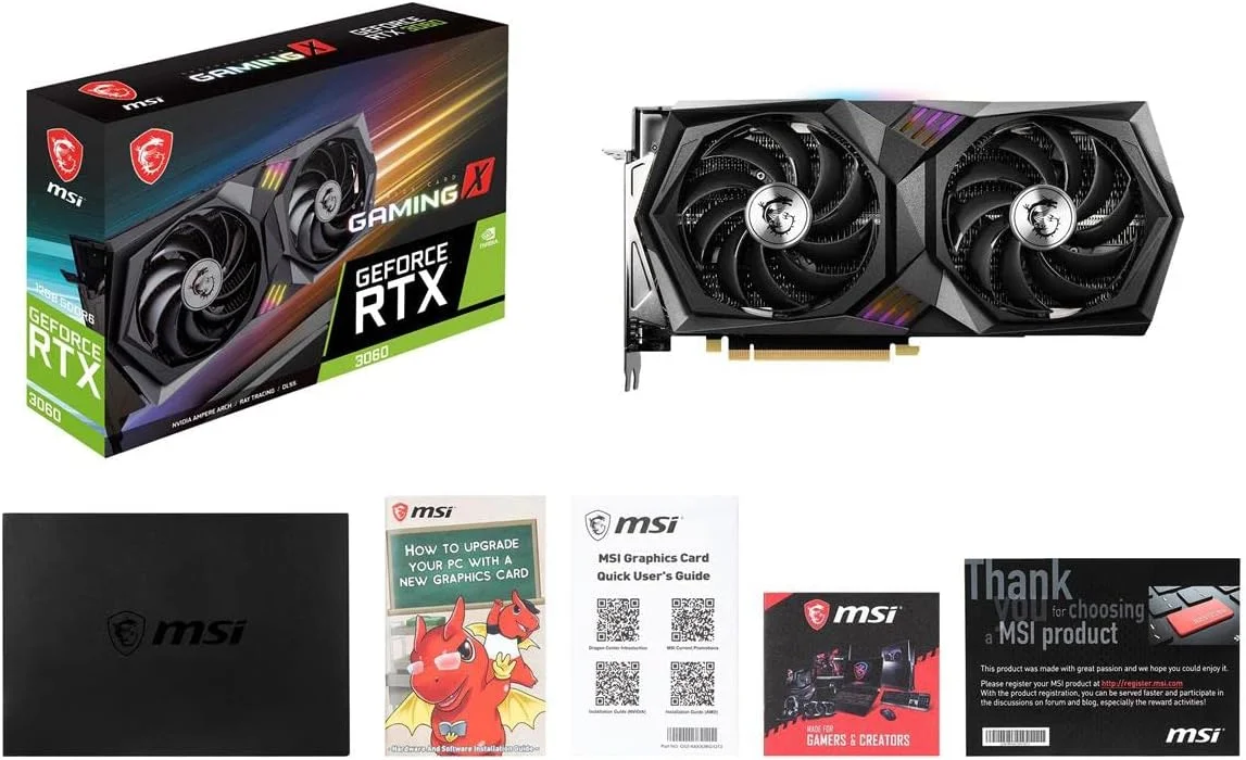 کارت گرافیک MSI Gaming GeForce RTX 3060 12GB 15 Gbps GDRR6 192-Bit HDMI/DP PCIe 4 Twin-Frozr Torx Fan Ampere RGB OC (RTX 3060 Gaming X 12G)