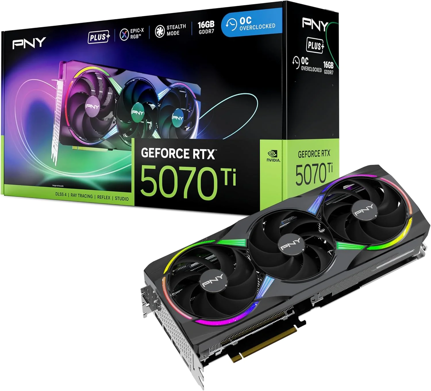 کارت گرافیک PNY GEFORCE RTX™ 5070 Ti 16GB ARGB Overclocked Triple Fan Plus DLSS 4