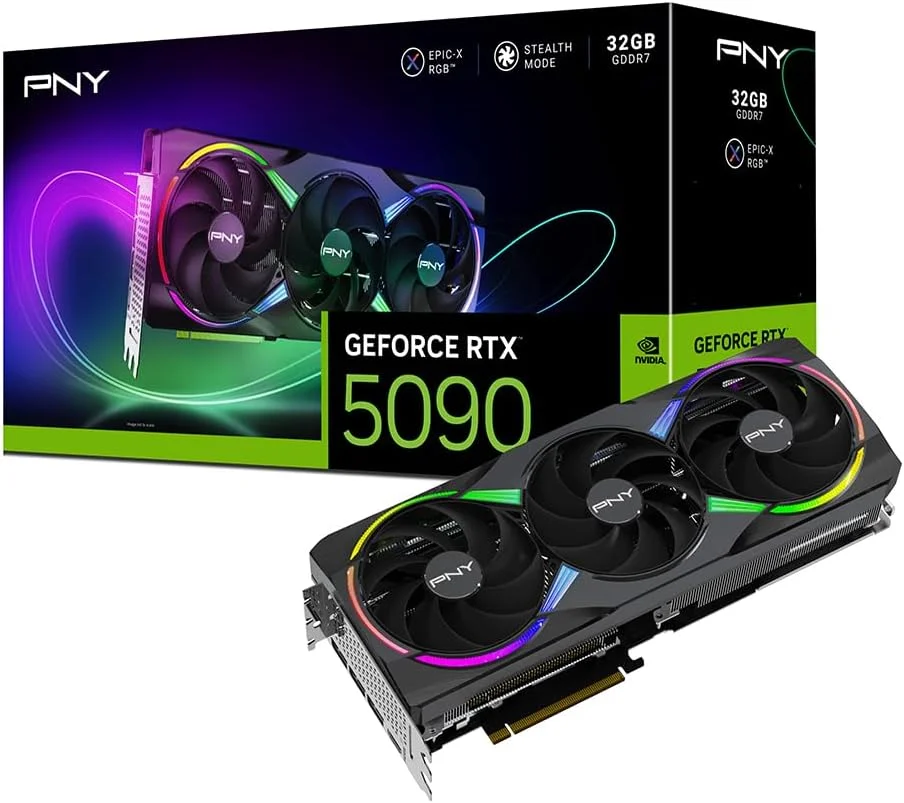 کارت گرافیک PNY GeForce RTX™ 5090 32GB ARGB OC با سه فن و DLSS 4